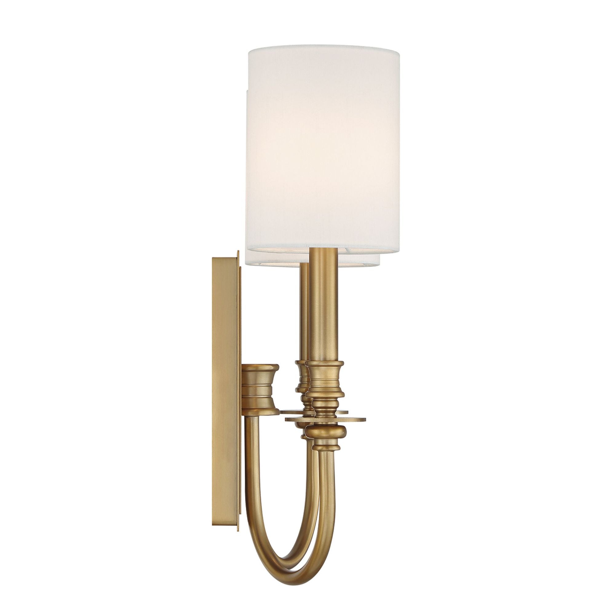 Lloyd 2 Light Aged Brass Sconce Silk Shade 14.5"W x 16"H x 5.75"D
