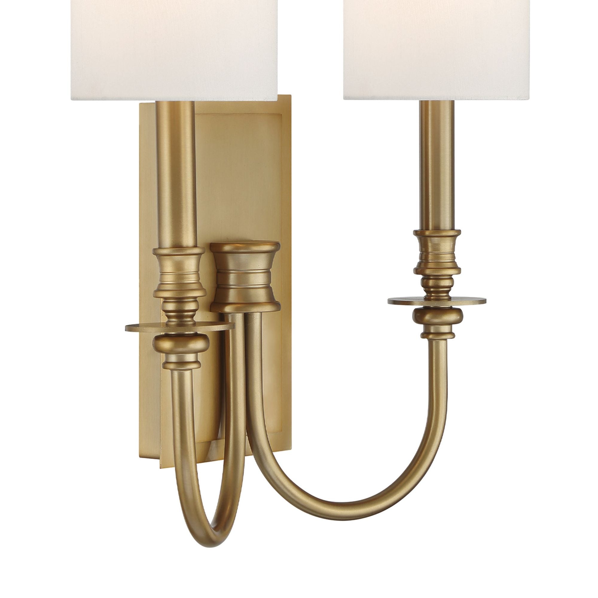 Lloyd 2 Light Aged Brass Sconce Silk Shade 14.5"W x 16"H x 5.75"D