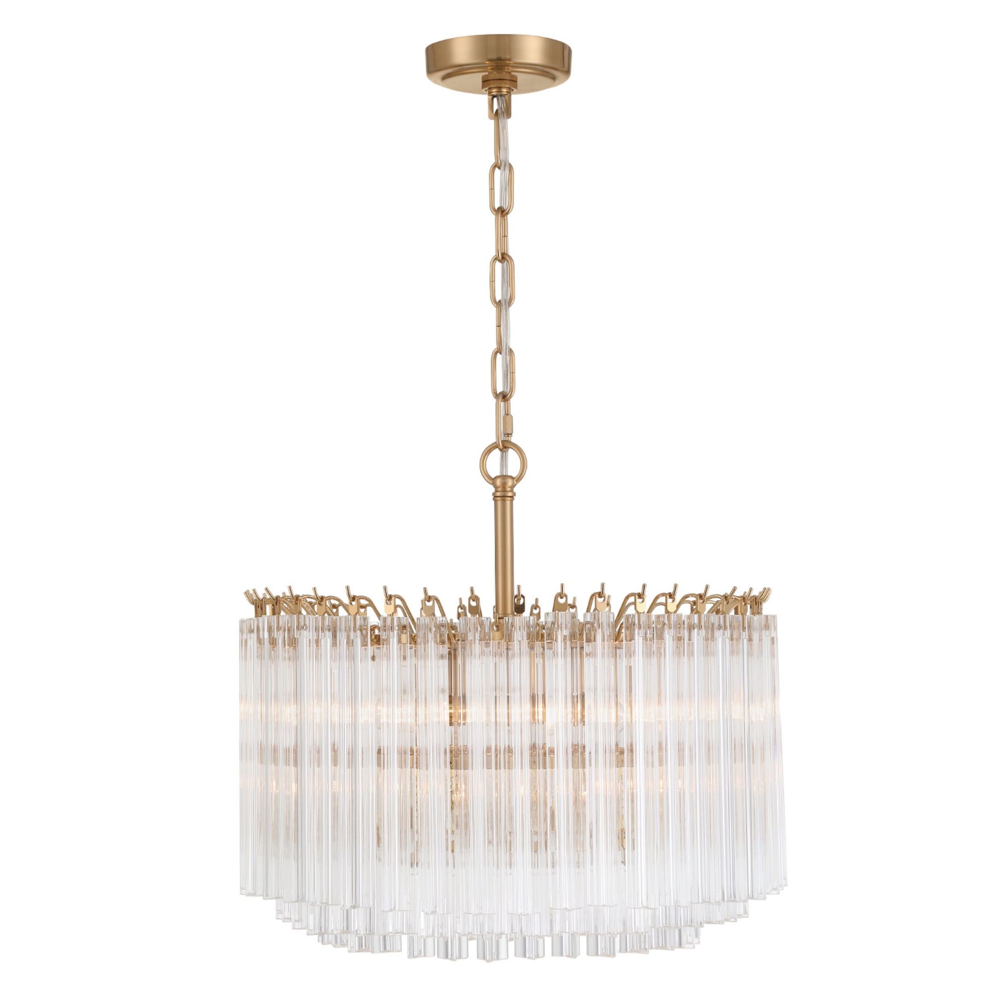 Lofton 5 Light Aged Brass Chandelier Triedri Clear 18"W x 17"H x 18"D