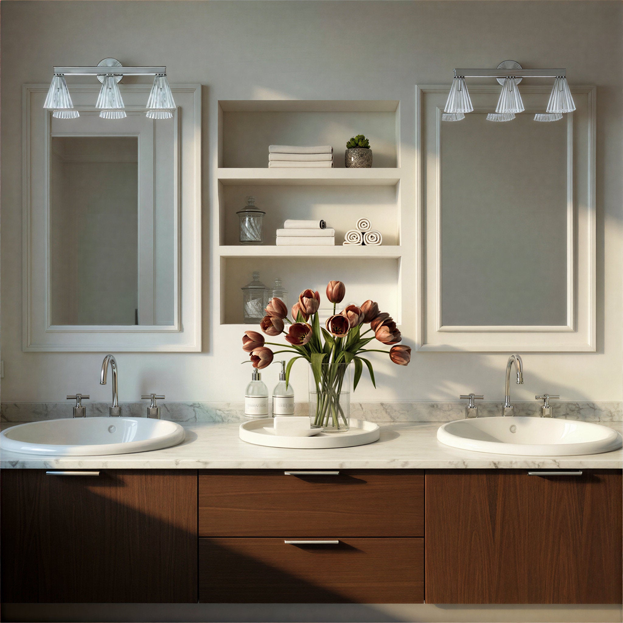 Lotus 23.5'' Polished Nickel Bathroom Vanity Silver 23.5"W x 9.25"H x 6.25"D