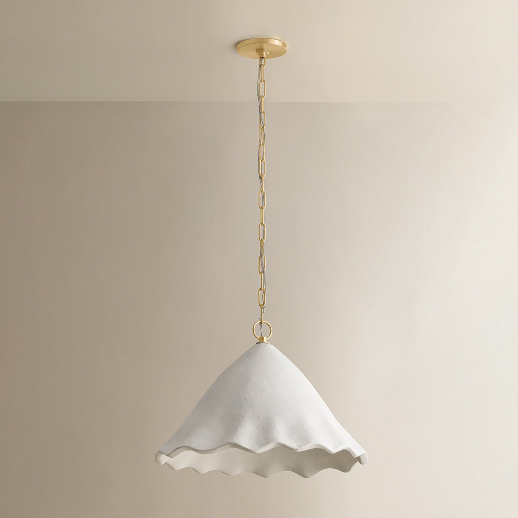 Lulu 1-Light Pendant in Aged Brass 19.25W x 14.5H
