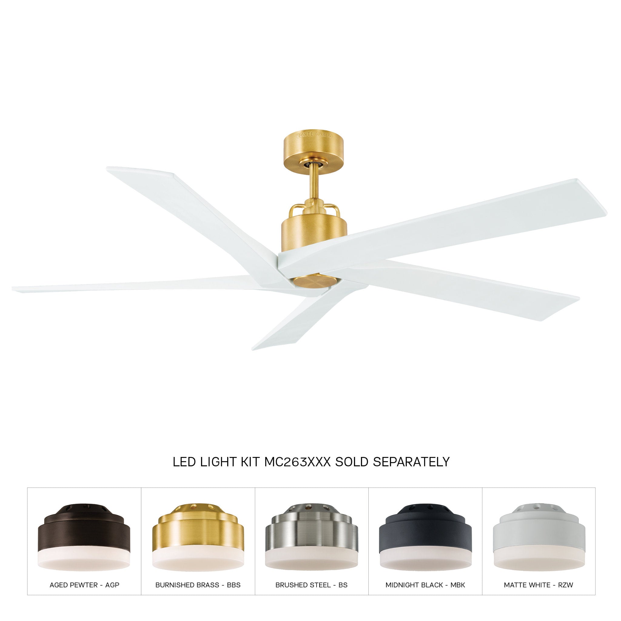 Sean Lavin Aspen 56" Ceiling Fan  in Burnished Brass  w/ Matte White Blade D:56'' H:13 3/32''