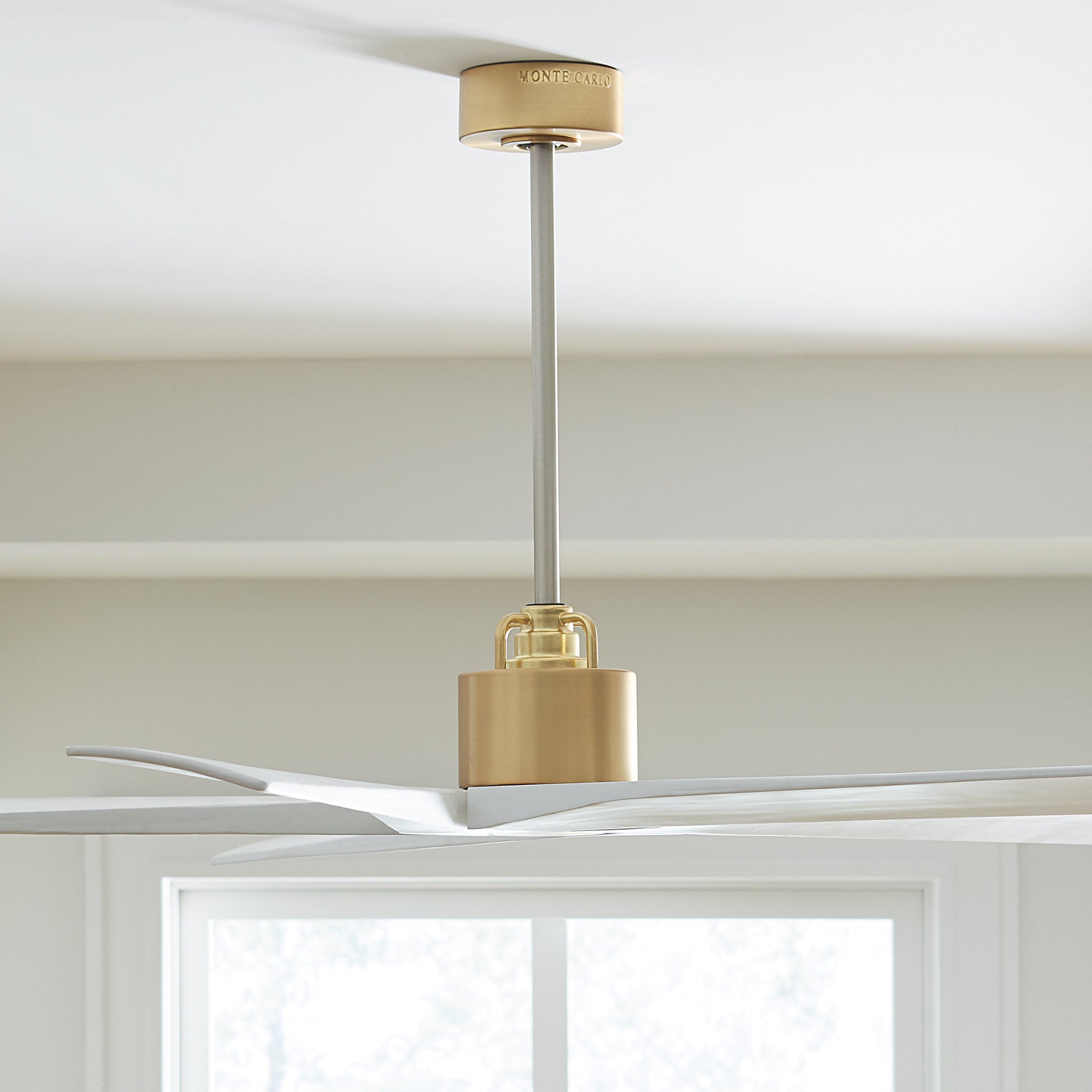 Sean Lavin Aspen 70" Ceiling Fan  in Burnished Brass  w/ Matte White Blade D:70'' H:13 3/32''