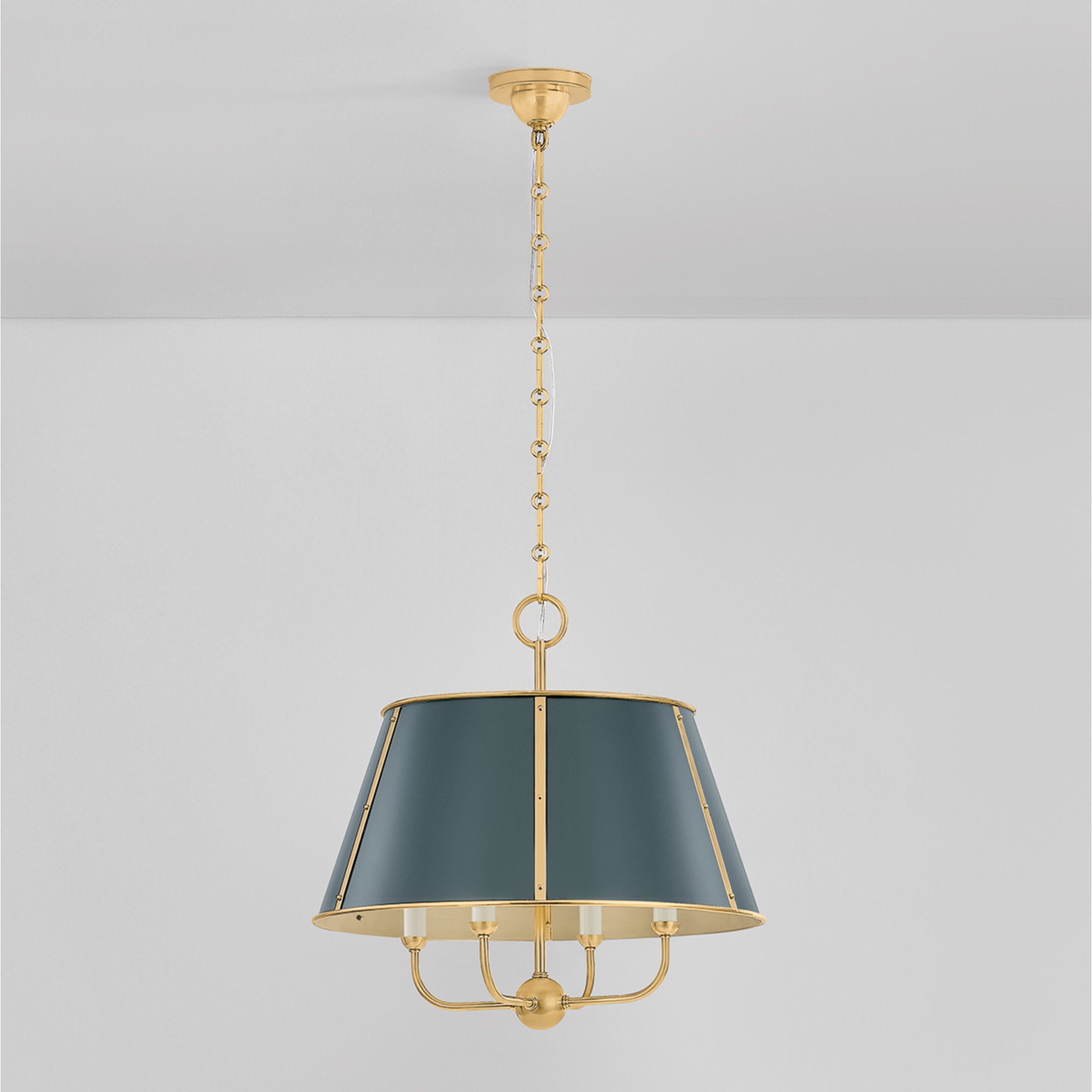 Cambridge 4-Light Chandelier in Aged Brass by Mark D. Sikes 20.25W x 19.5H (Soft Studio Green)