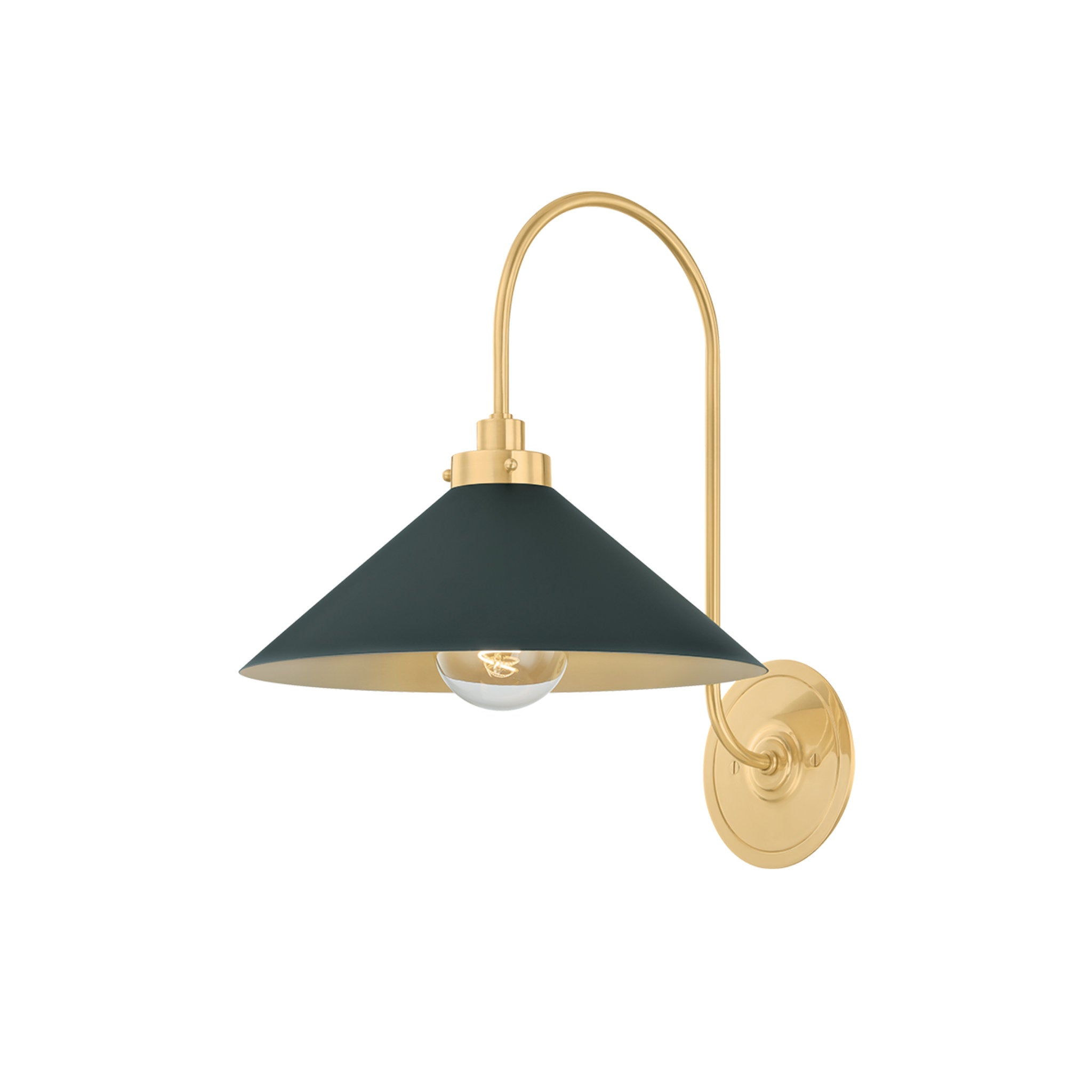 Clivedon 1-Light Wall Sconce in Aged Brass by Mark D. Sikes 12W x 16H (Soft Studio Green)