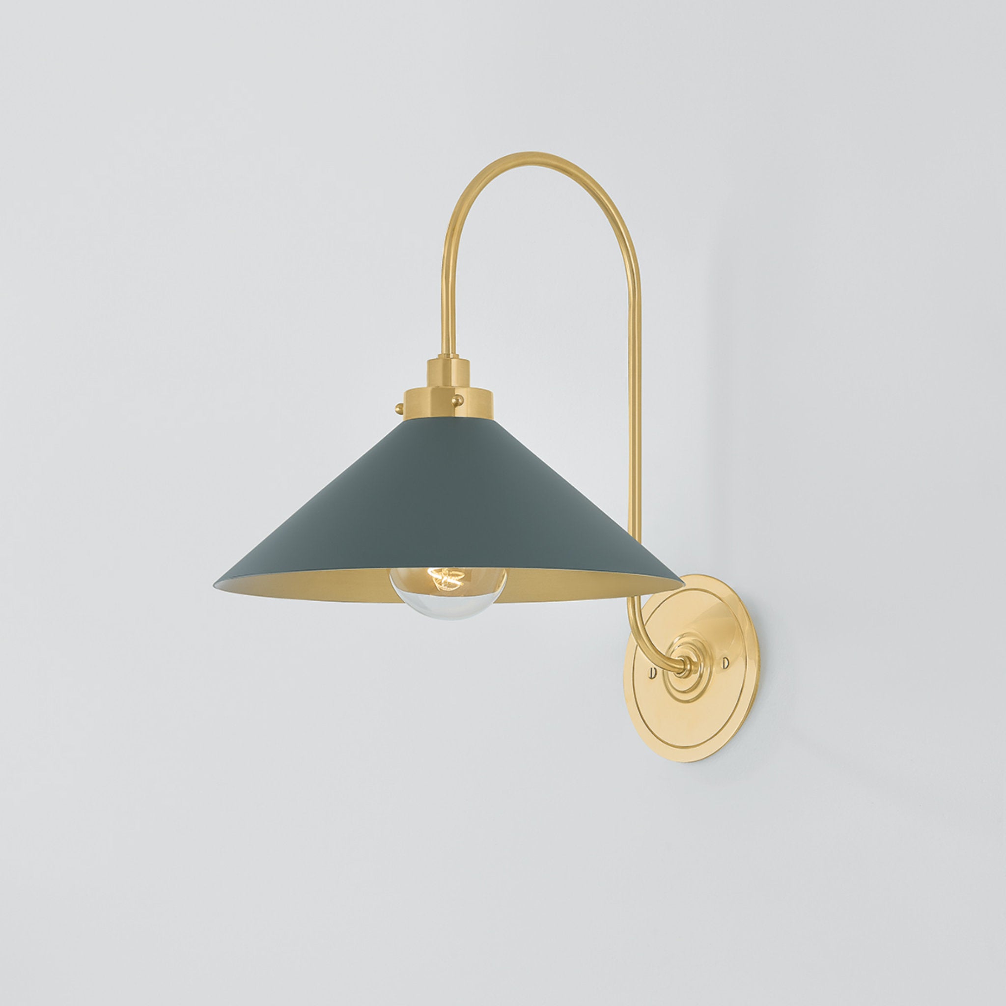 Clivedon 1-Light Wall Sconce in Aged Brass by Mark D. Sikes 12W x 16H (Soft Studio Green)