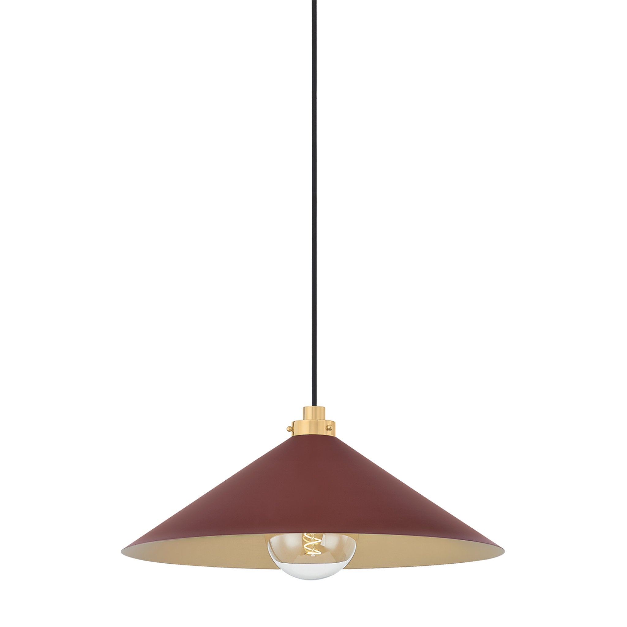 Clivedon 1-Light Pendant in Aged Brass by Mark D. Sikes 20W x 8.5H (Soft Crimson)