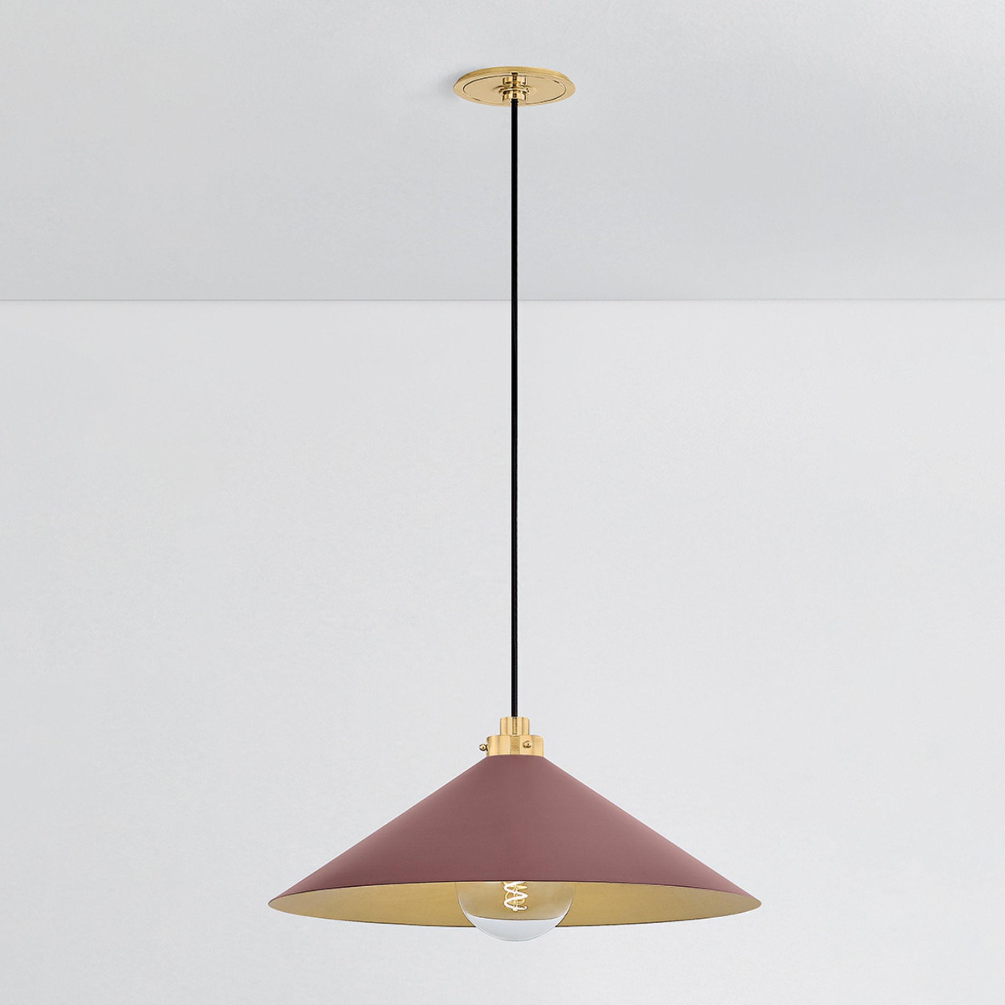 Clivedon 1-Light Pendant in Aged Brass by Mark D. Sikes 20W x 8.5H (Soft Crimson)