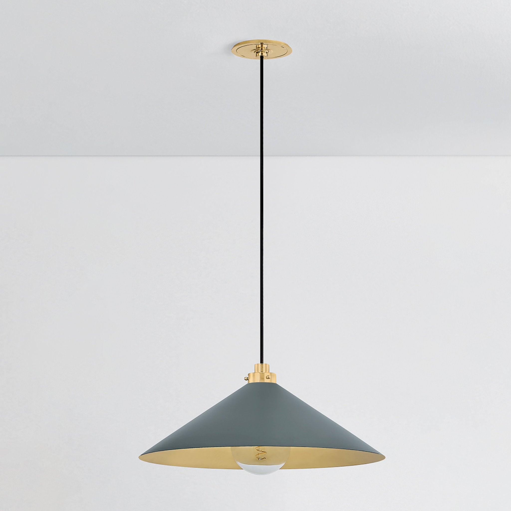 Clivedon 1-Light Pendant in Aged Brass by Mark D. Sikes 20W x 8.5H (Soft Studio Green)