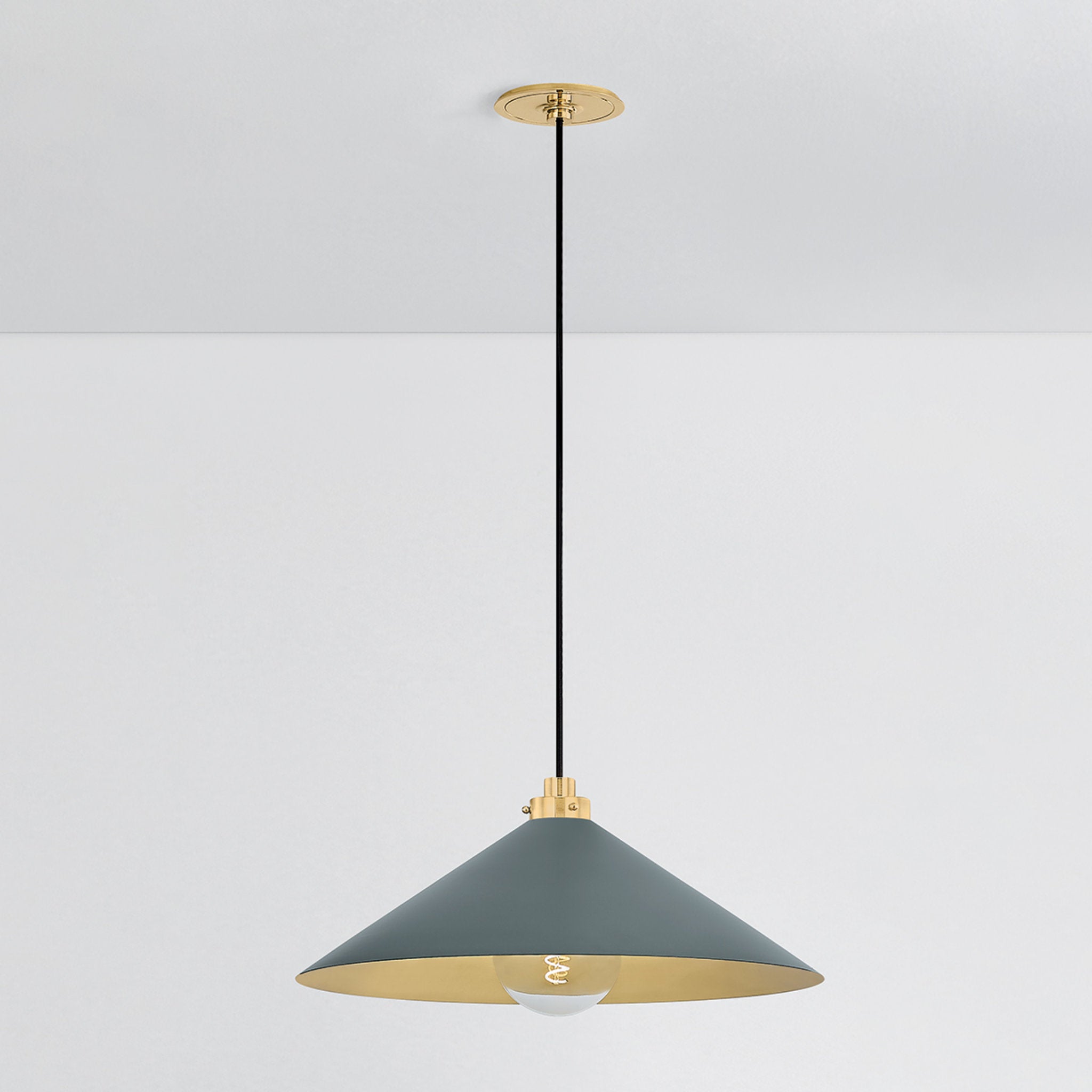 Clivedon 1-Light Pendant in Aged Brass by Mark D. Sikes 20W x 8.5H (Soft Studio Green)