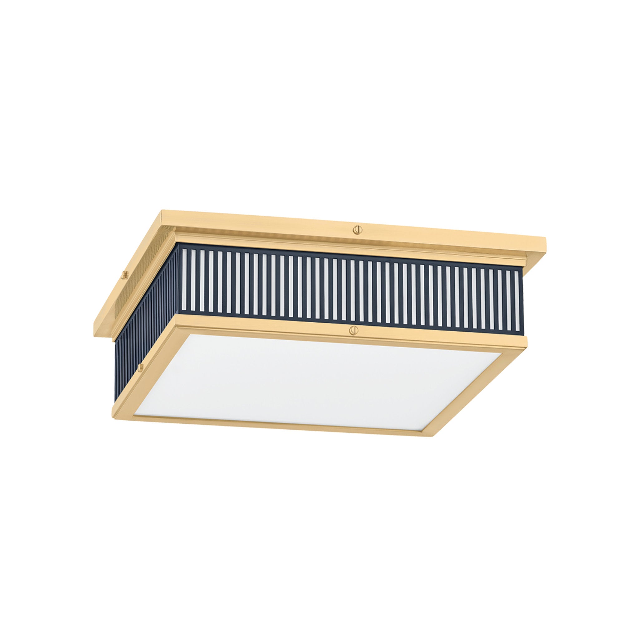 Ashdown 1-Light Flush Mount in Aged Brass by Mark D. Sikes 14L x 14W x 4H (Darkest Blue)