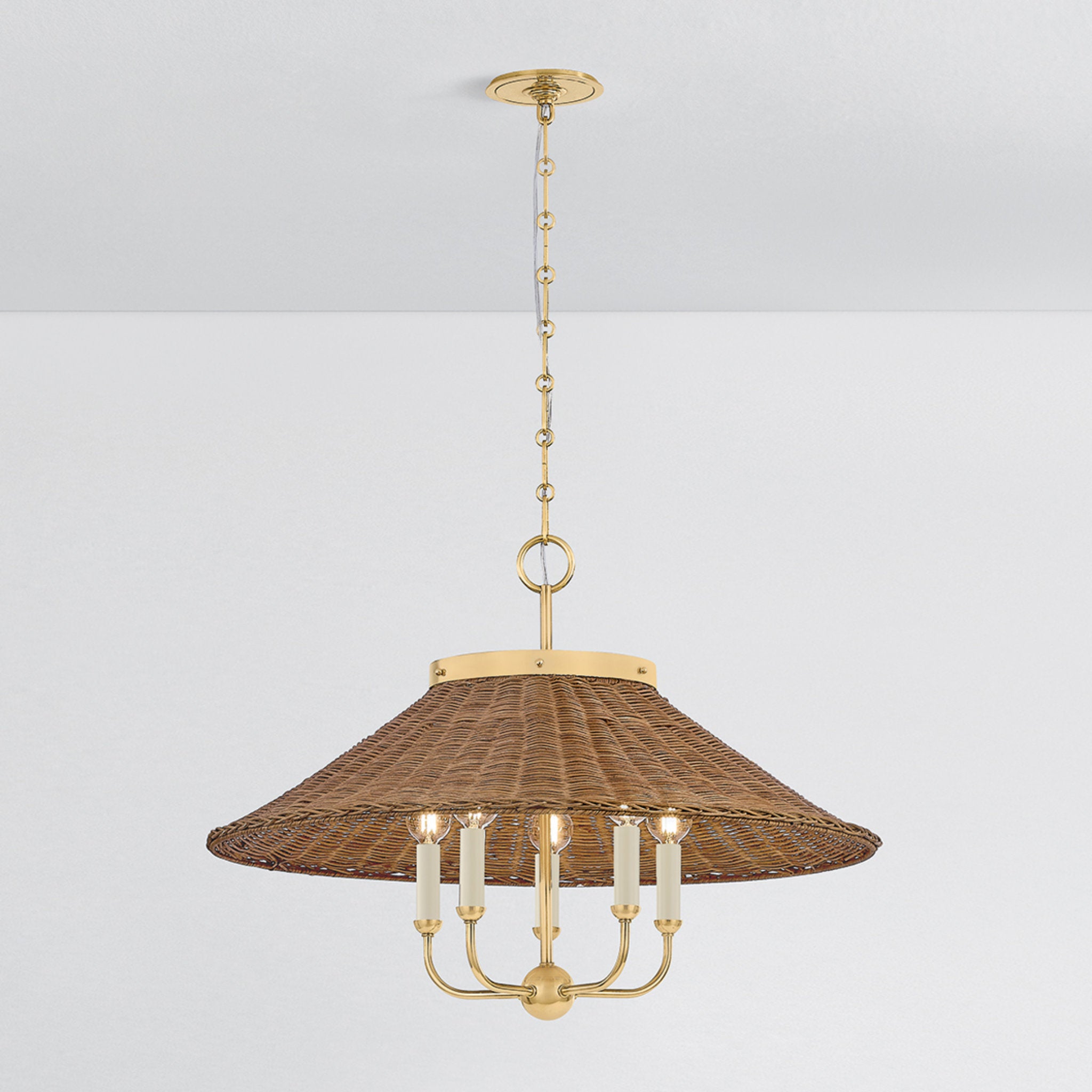 Kensington 5-Light Chandelier in Aged Brass by Mark D. Sikes 27.5W x 20.25H