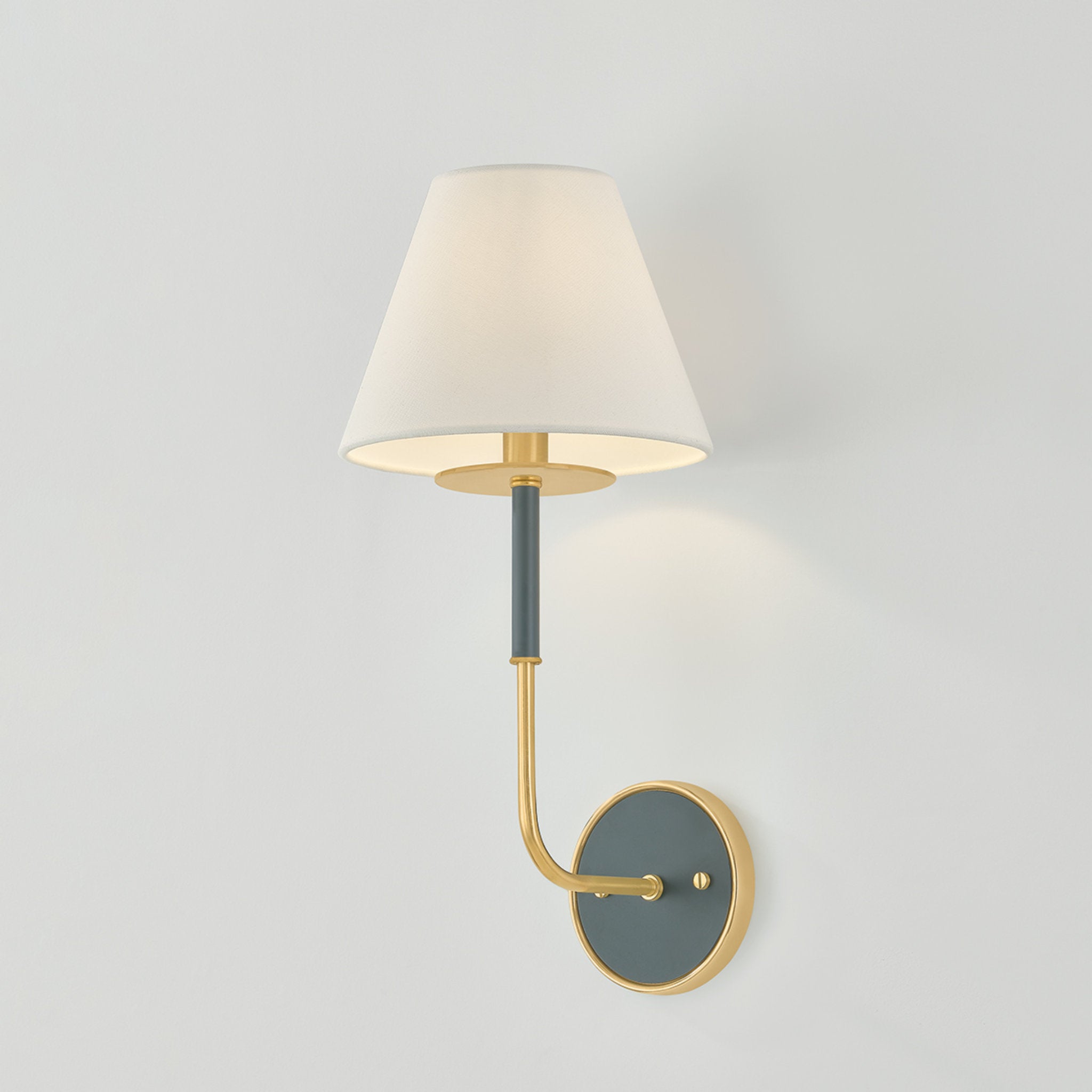 Wedgewood 1-Light Wall Sconce in Aged Brass by Mark D. Sikes 8W x 17H (Soft Studio Green)