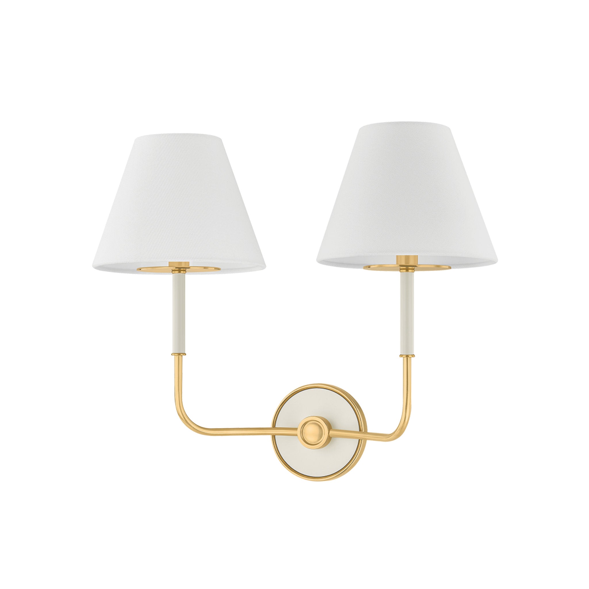Wedgewood 2-Light Wall Sconce in Aged Brass by Mark D. Sikes 19W x 16H (Off-White)