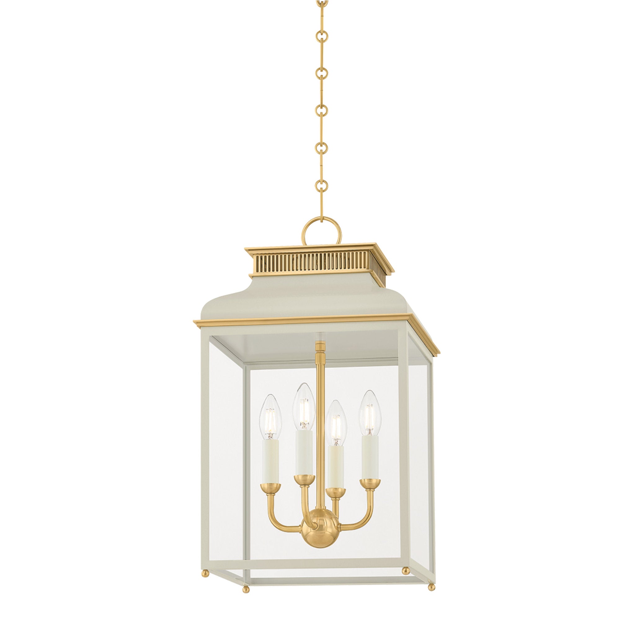Houghton 4-Light Lantern in Aged Brass by Mark D. Sikes 12.75L x 12.75W x 22.25H (Off-White)