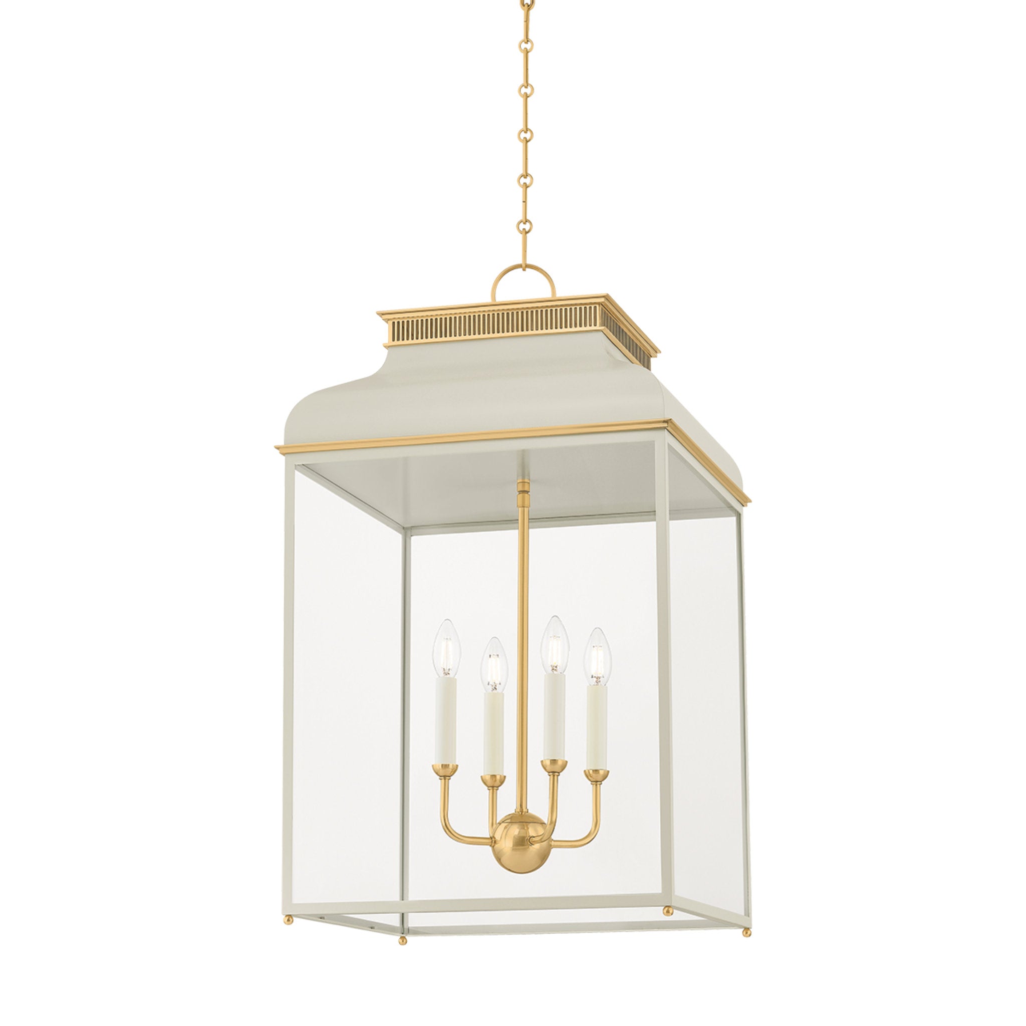 Houghton 4-Light Lantern in Aged Brass by Mark D. Sikes 19L x 19W x 32.75H (Off-White)