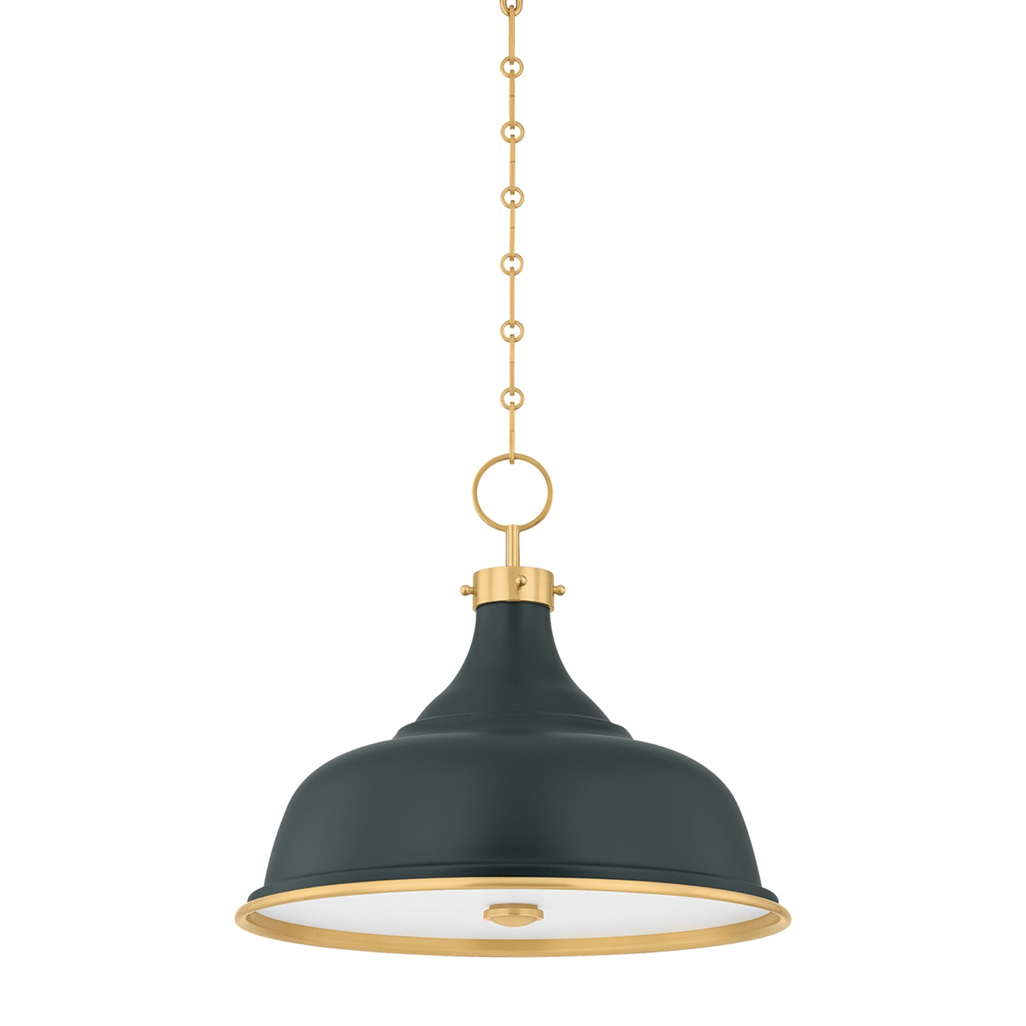 Painted No. 1 3-Light Pendant in Aged Brass by Mark D. Sikes 18.25W x 16H