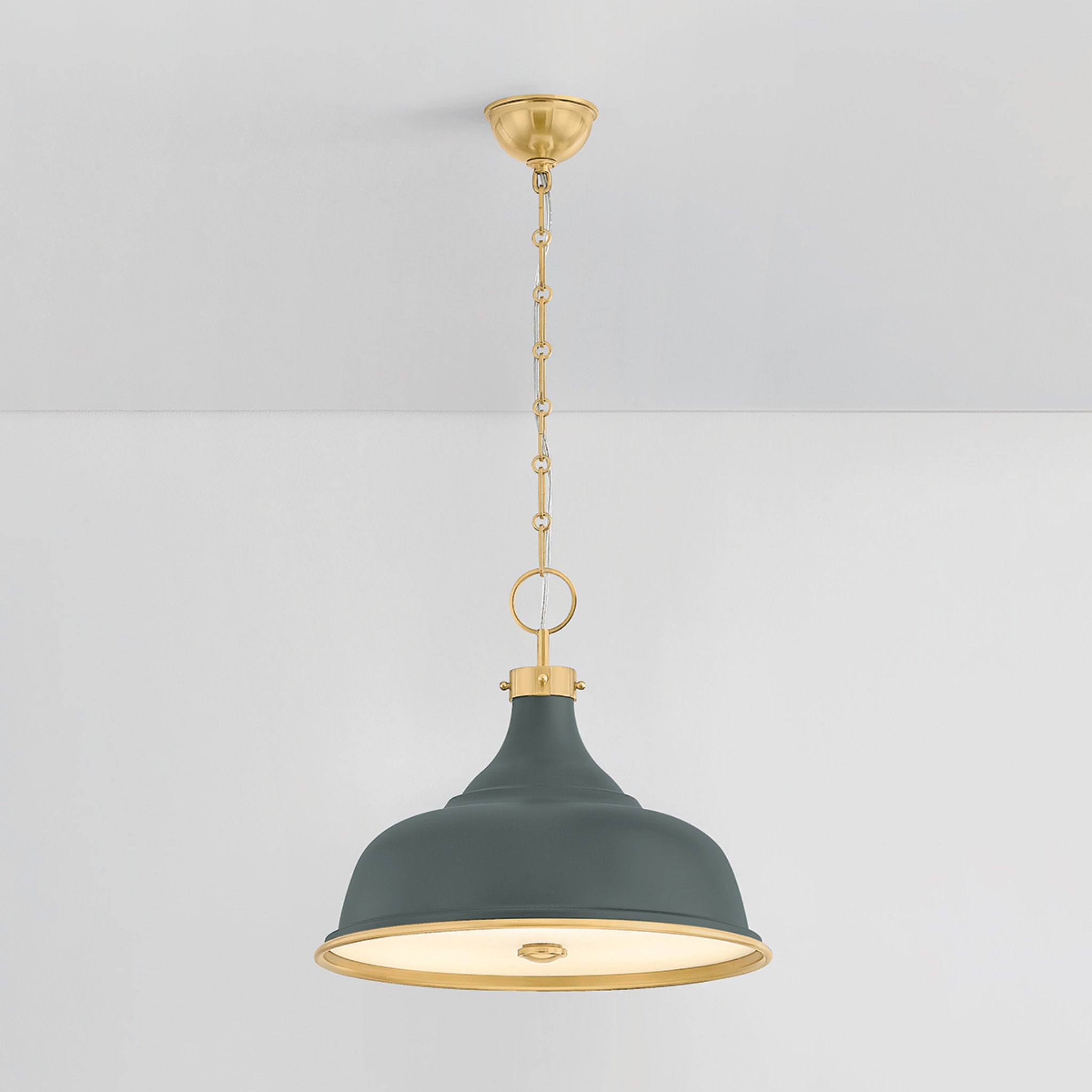 Painted No. 1 3-Light Pendant in Aged Brass by Mark D. Sikes 18.25W x 16H