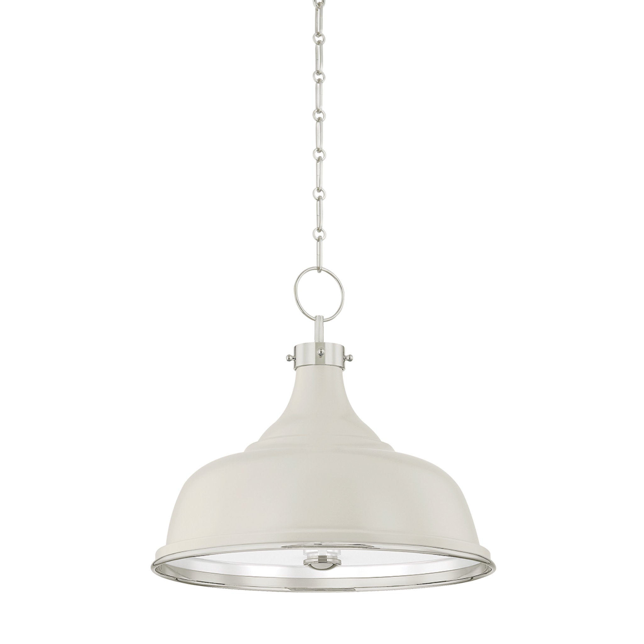 Painted No. 1 3-Light Pendant in Polished Nickel by Mark D. Sikes 18.25W x 16H (Off-White)