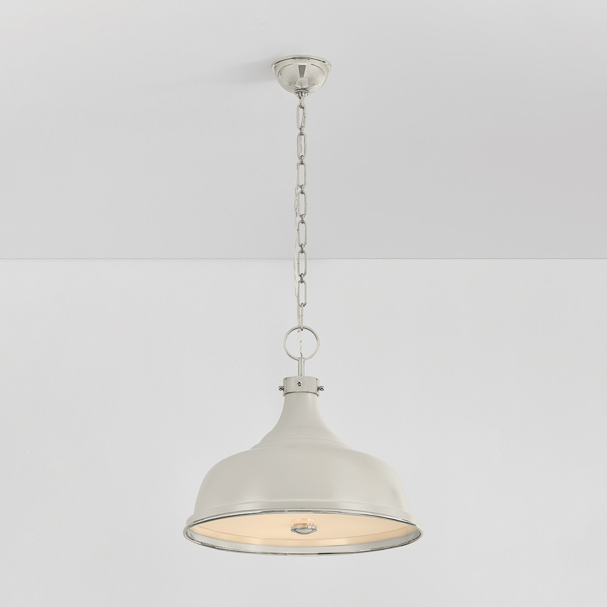 Painted No. 1 3-Light Pendant in Polished Nickel by Mark D. Sikes 18.25W x 16H (Off-White)