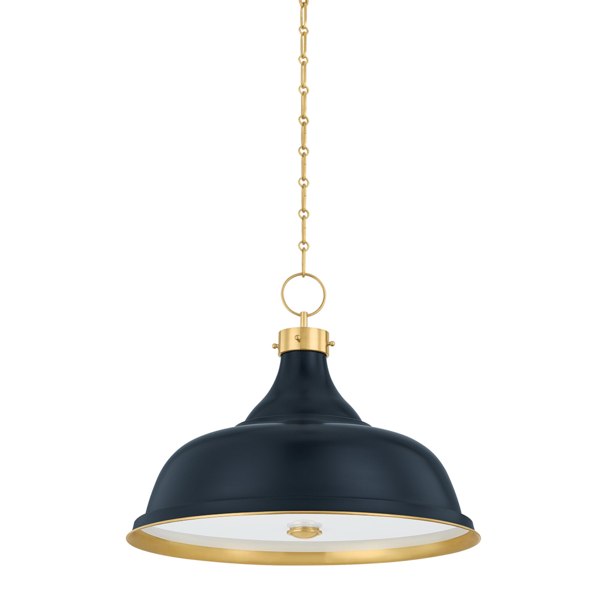 Painted No. 1 4-Light Pendant in Aged Brass by Mark D. Sikes 23.5W x 18.75H (Darkest Blue)