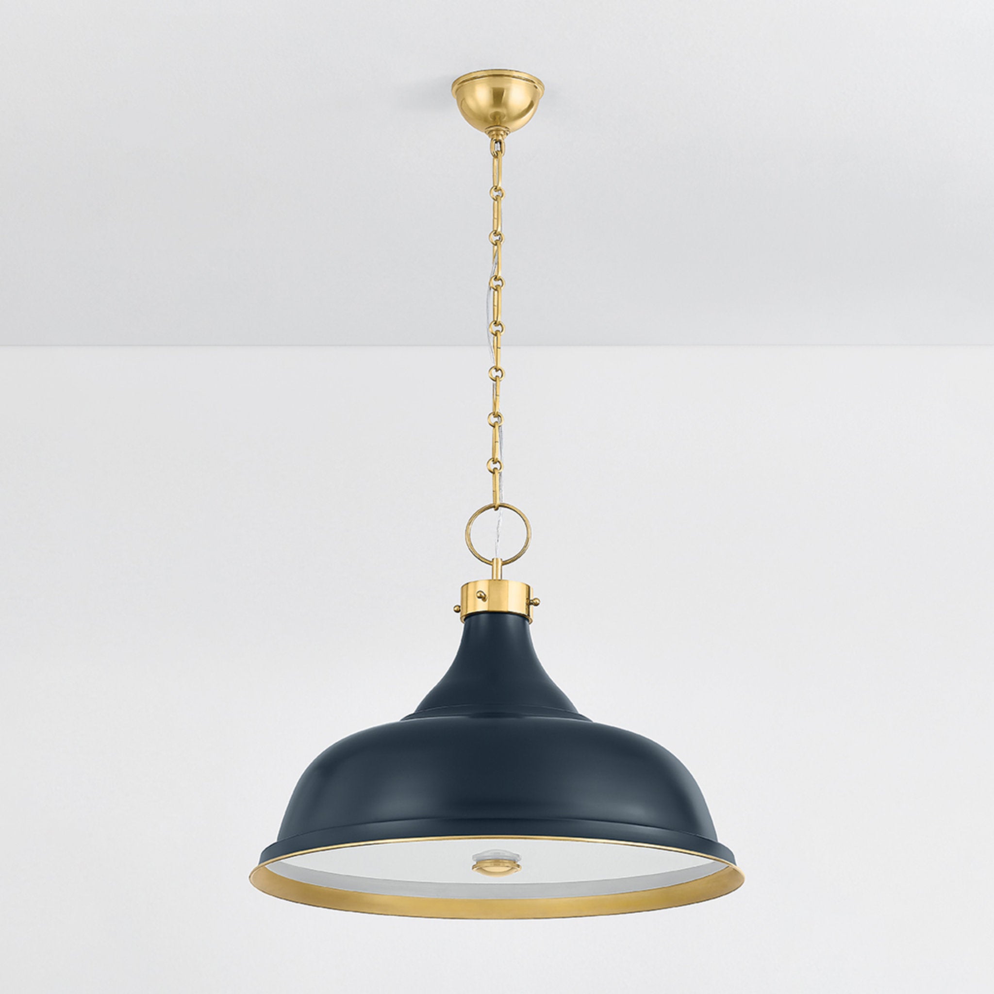 Painted No. 1 4-Light Pendant in Aged Brass by Mark D. Sikes 23.5W x 18.75H (Darkest Blue)