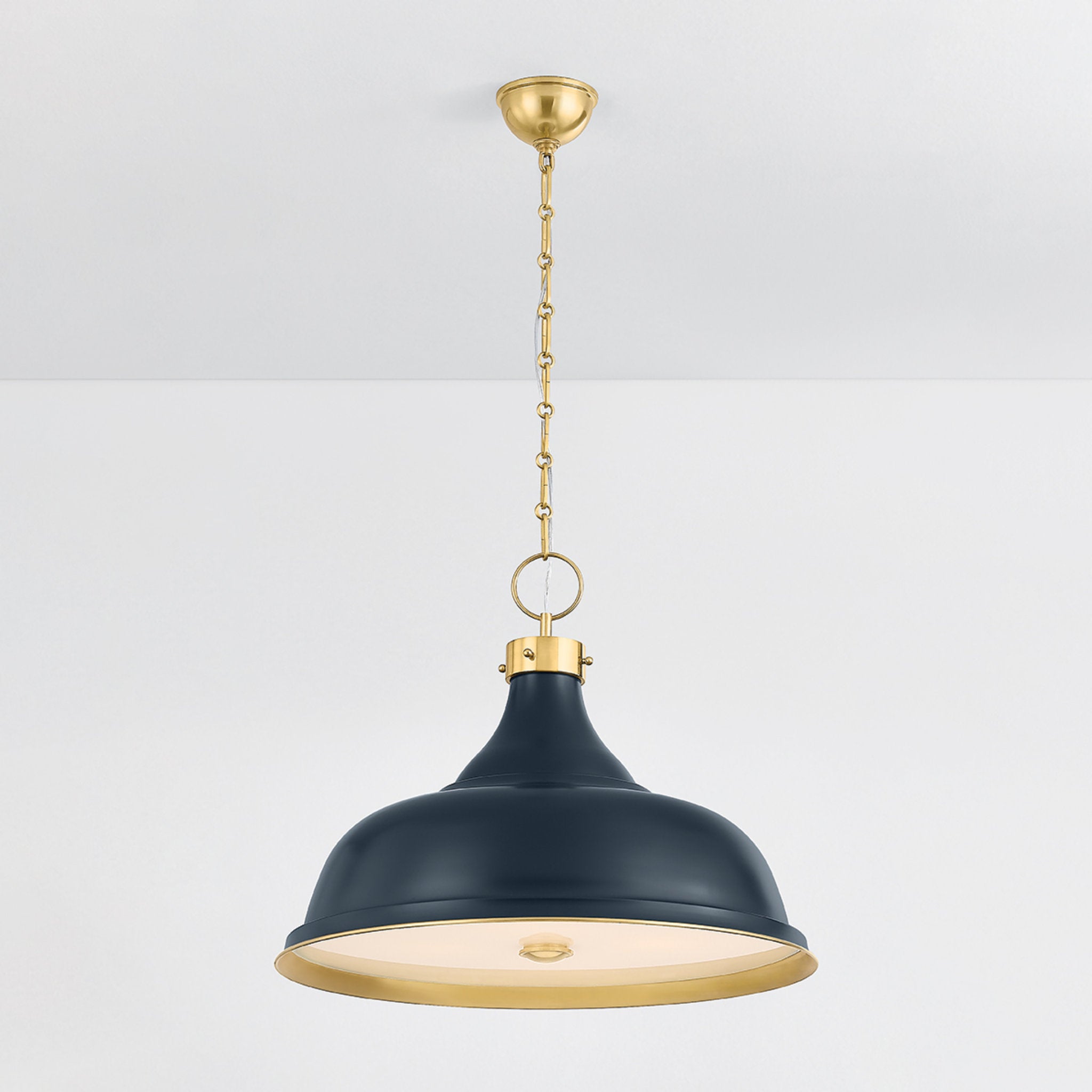 Painted No. 1 4-Light Pendant in Aged Brass by Mark D. Sikes 23.5W x 18.75H (Darkest Blue)