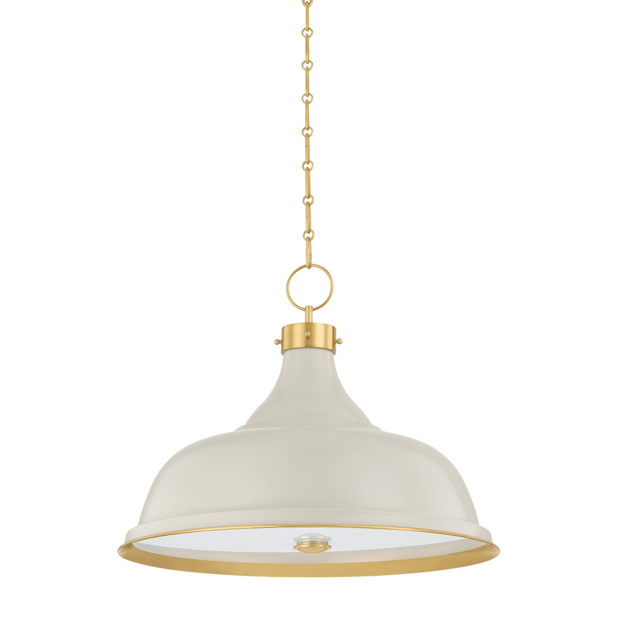 Painted No. 1 4-Light Pendant in Aged Brass by Mark D. Sikes 23.5W x 18.75H (Off-White)
