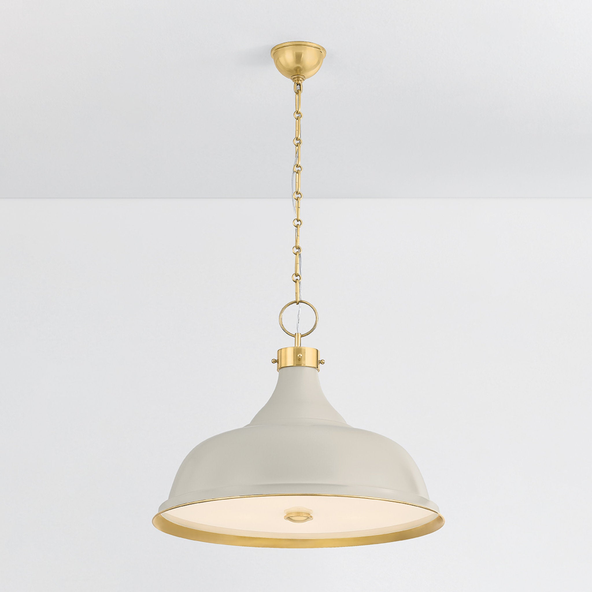 Painted No. 1 4-Light Pendant in Aged Brass by Mark D. Sikes 23.5W x 18.75H (Off-White)