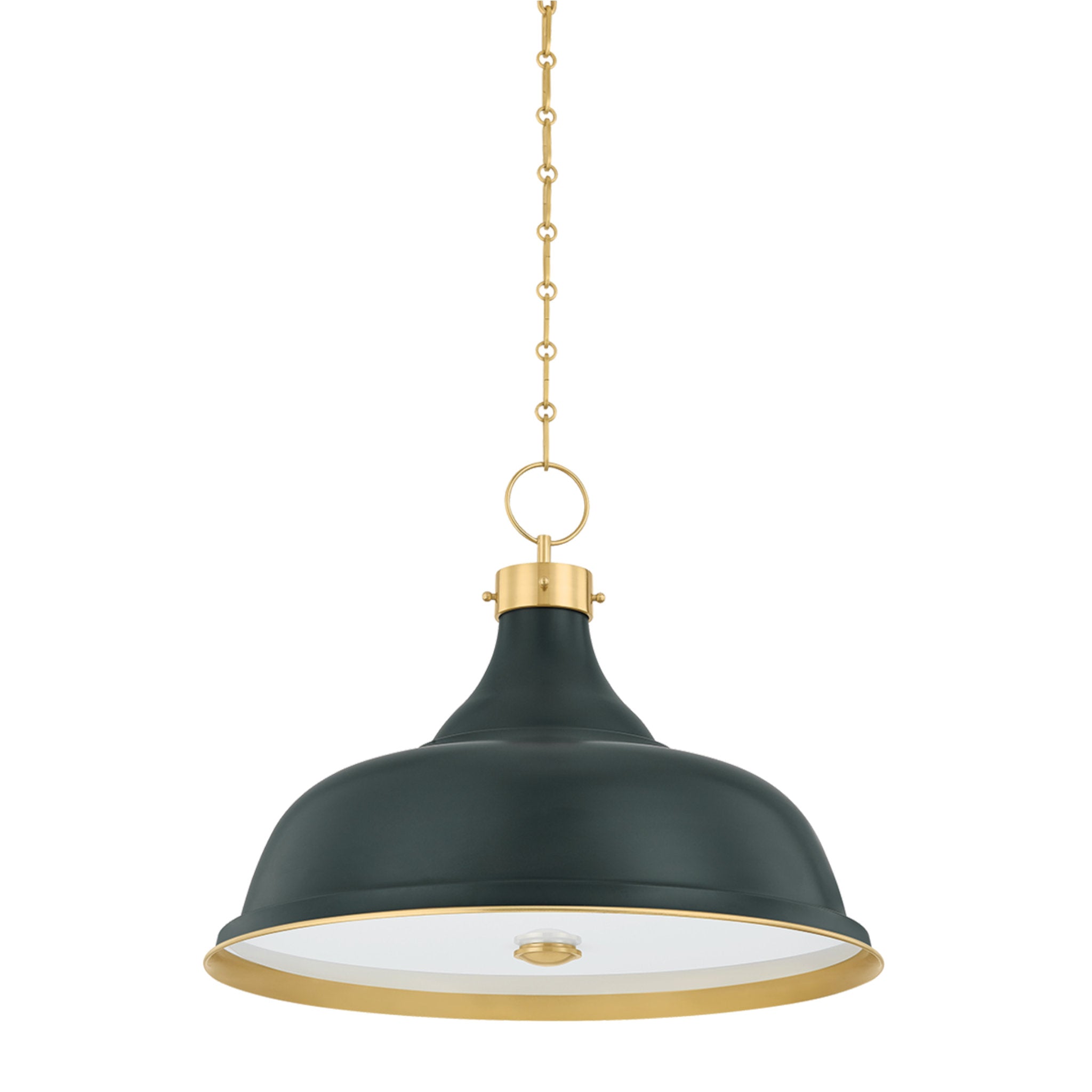 Painted No. 1 4-Light Pendant in Aged Brass by Mark D. Sikes 23.5W x 18.75H (Soft Studio Green)