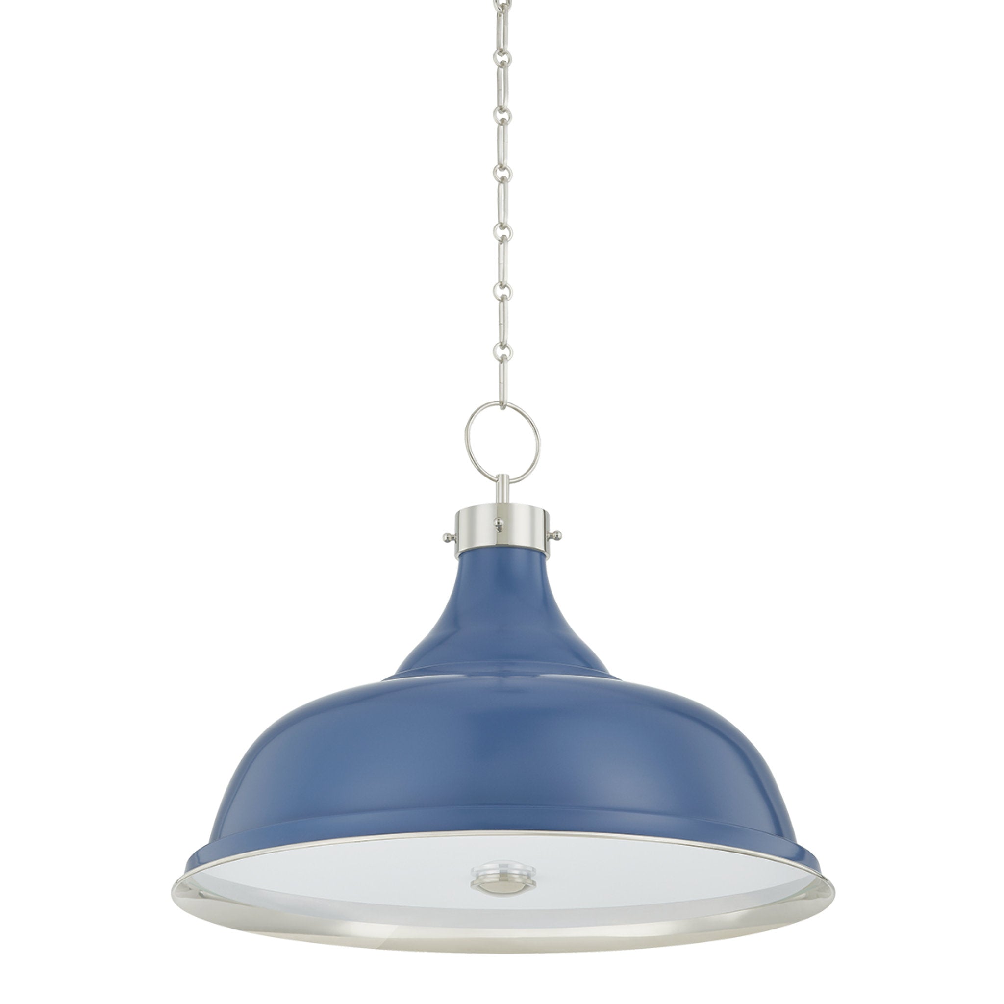 Painted No. 1 4-Light Pendant in Polished Nickel by Mark D. Sikes 23.5W x 18.75H (Soft French Blue)