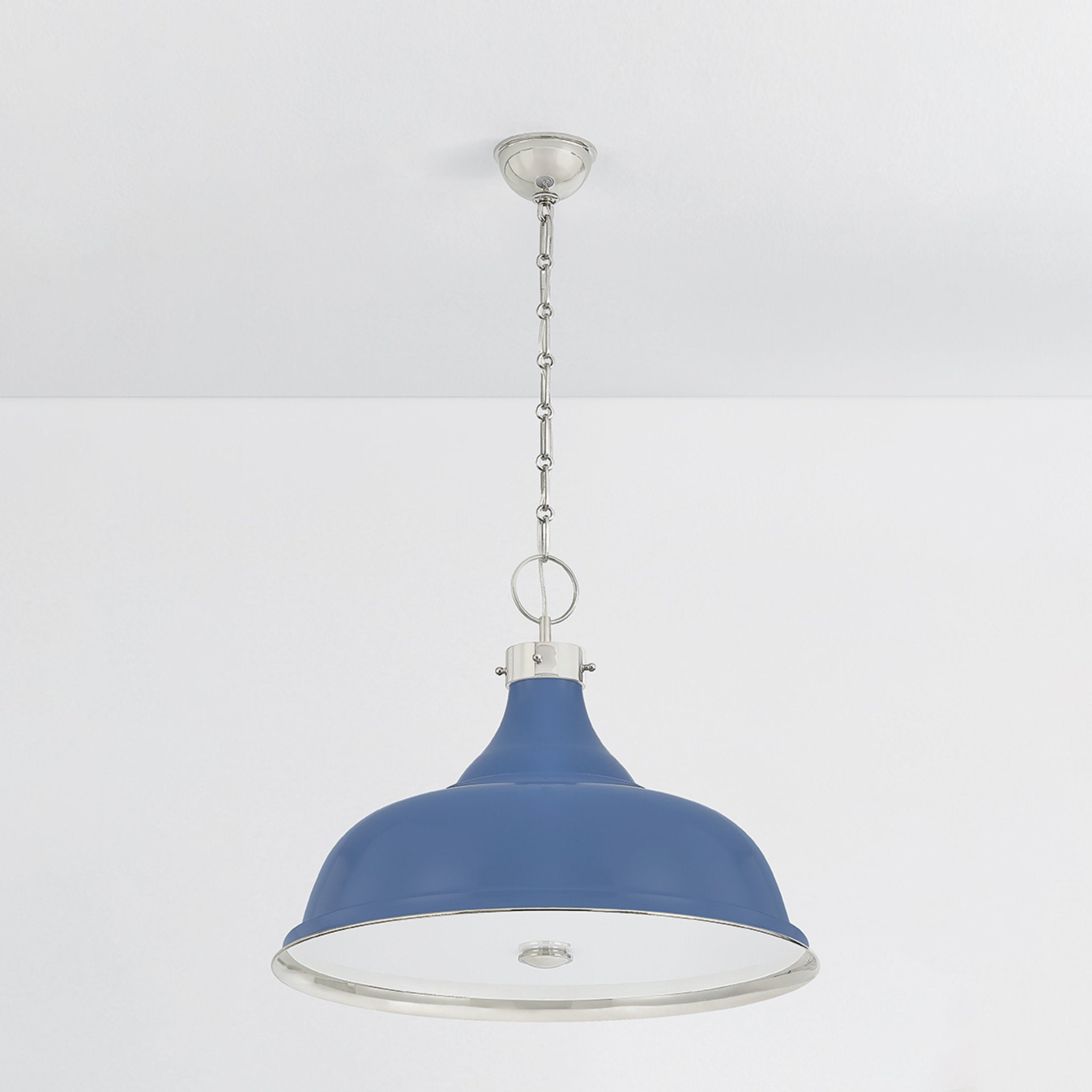 Painted No. 1 4-Light Pendant in Polished Nickel by Mark D. Sikes 23.5W x 18.75H (Soft French Blue)
