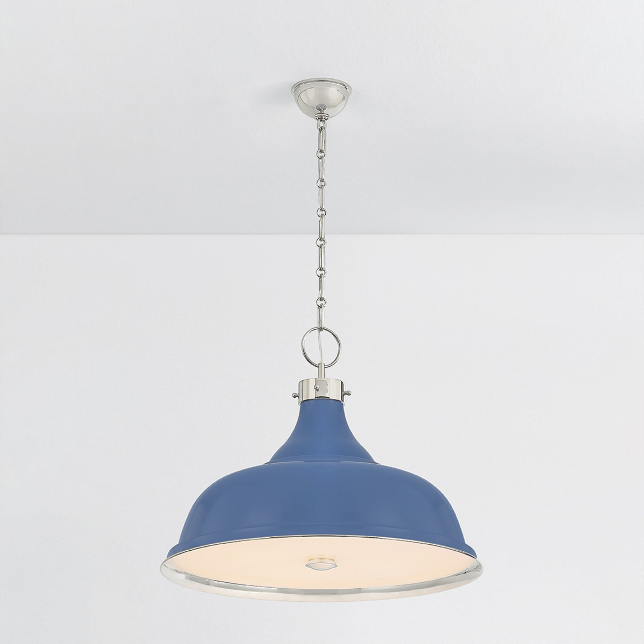 Painted No. 1 4-Light Pendant in Polished Nickel by Mark D. Sikes 23.5W x 18.75H (Soft French Blue)