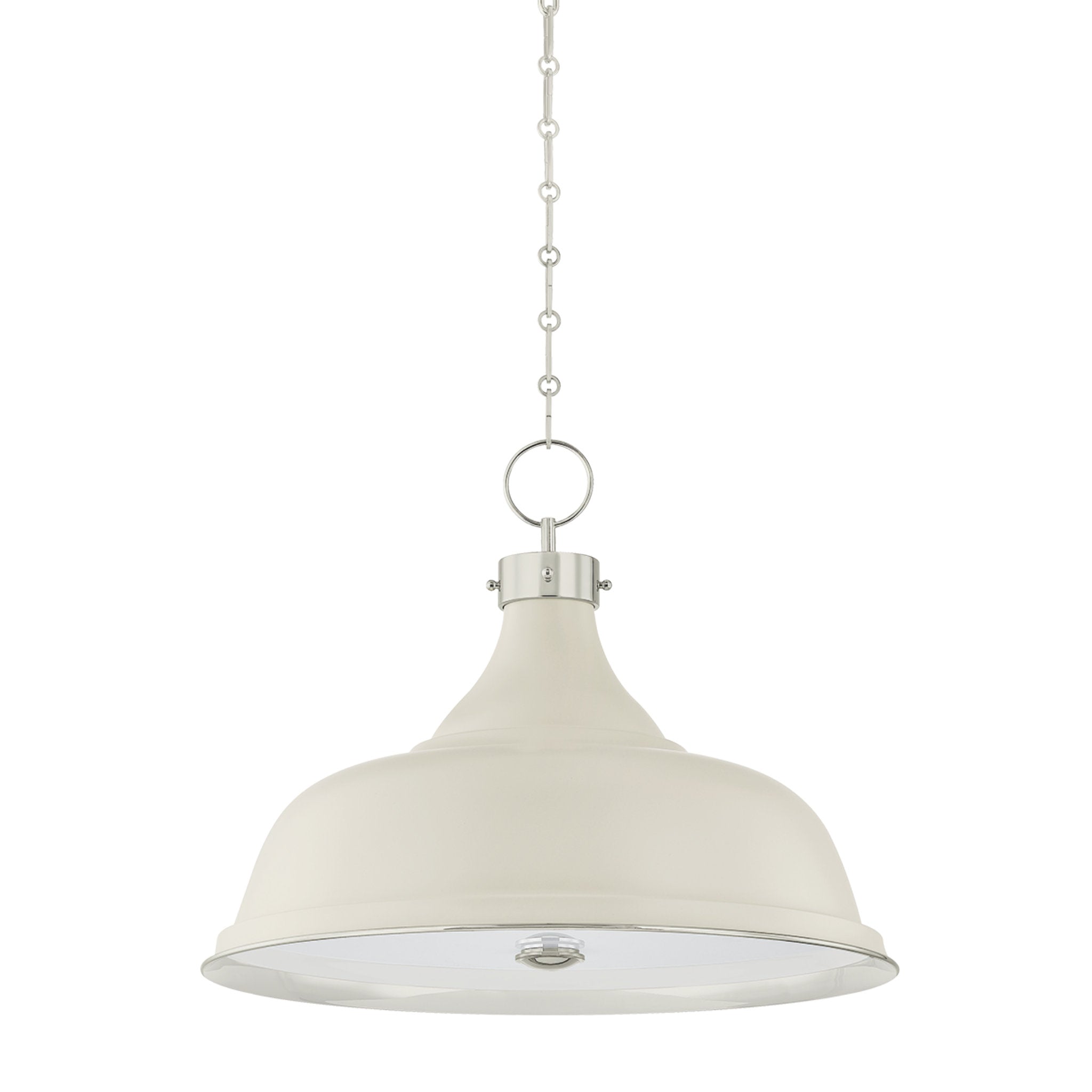 Painted No. 1 4-Light Pendant in Polished Nickel by Mark D. Sikes 23.5W x 18.75H (Off-White)