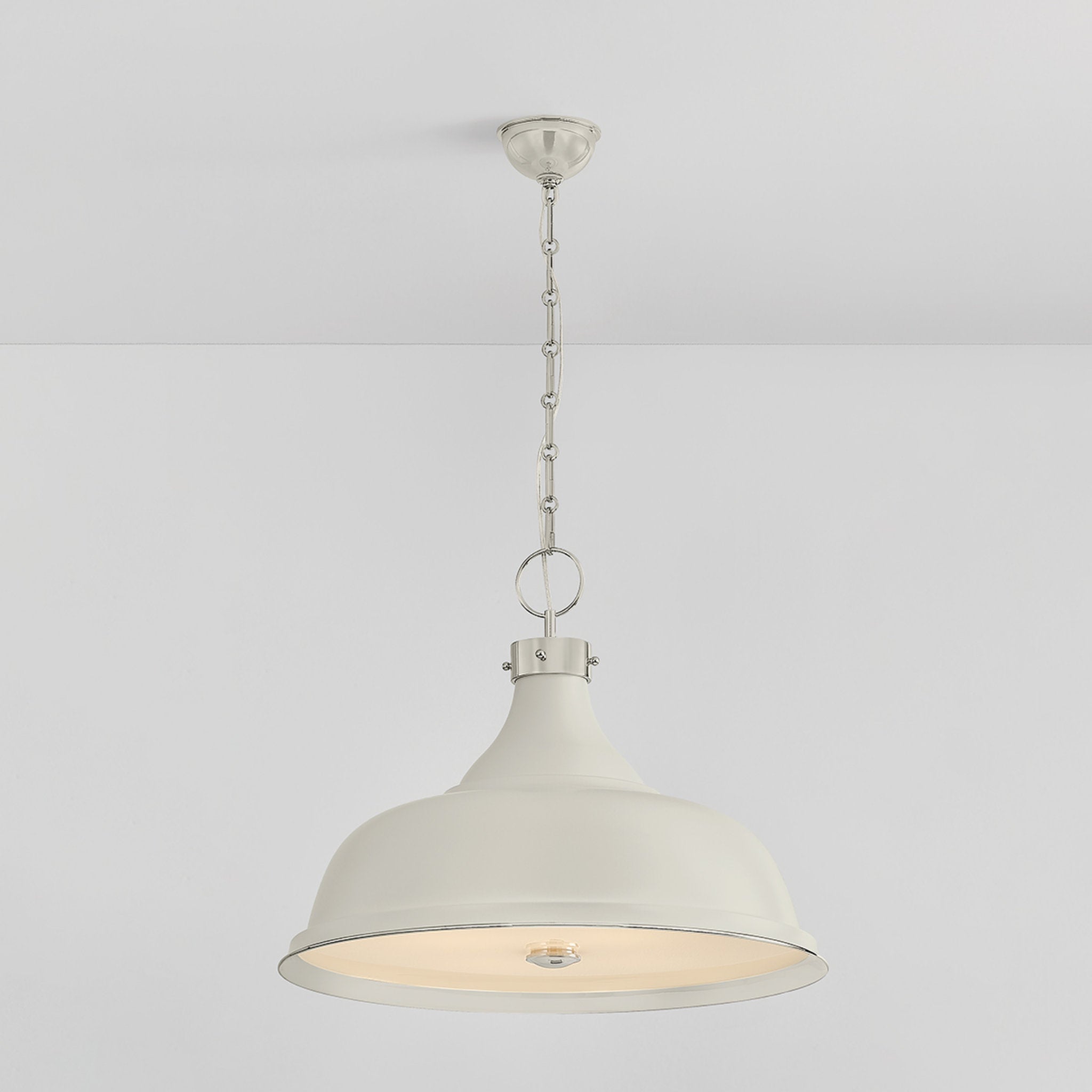 Painted No. 1 4-Light Pendant in Polished Nickel by Mark D. Sikes 23.5W x 18.75H (Off-White)