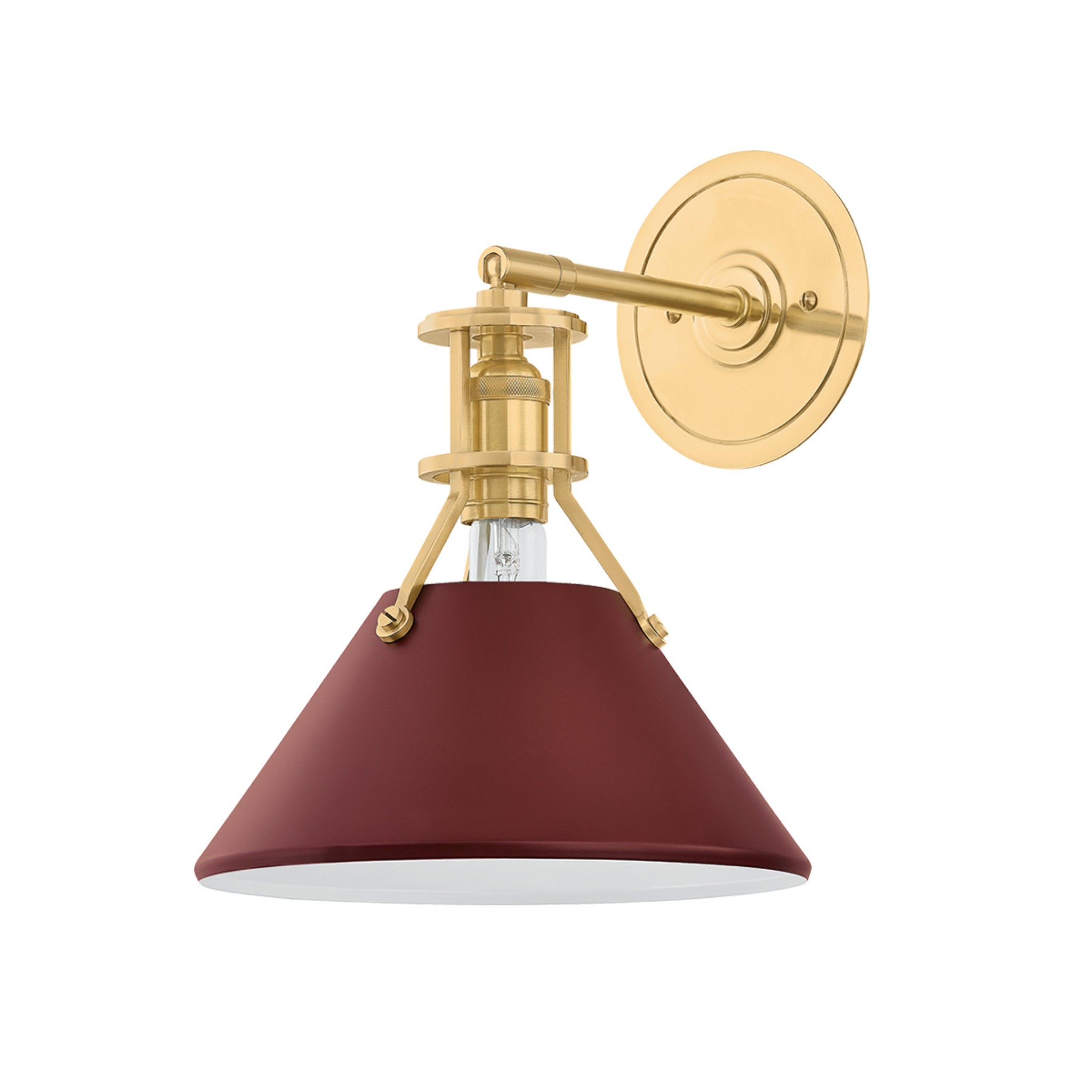 Painted No. 2 1-Light Wall Sconce in Aged Brass by Mark D. Sikes 9.5W x 12H (Soft Crimson)