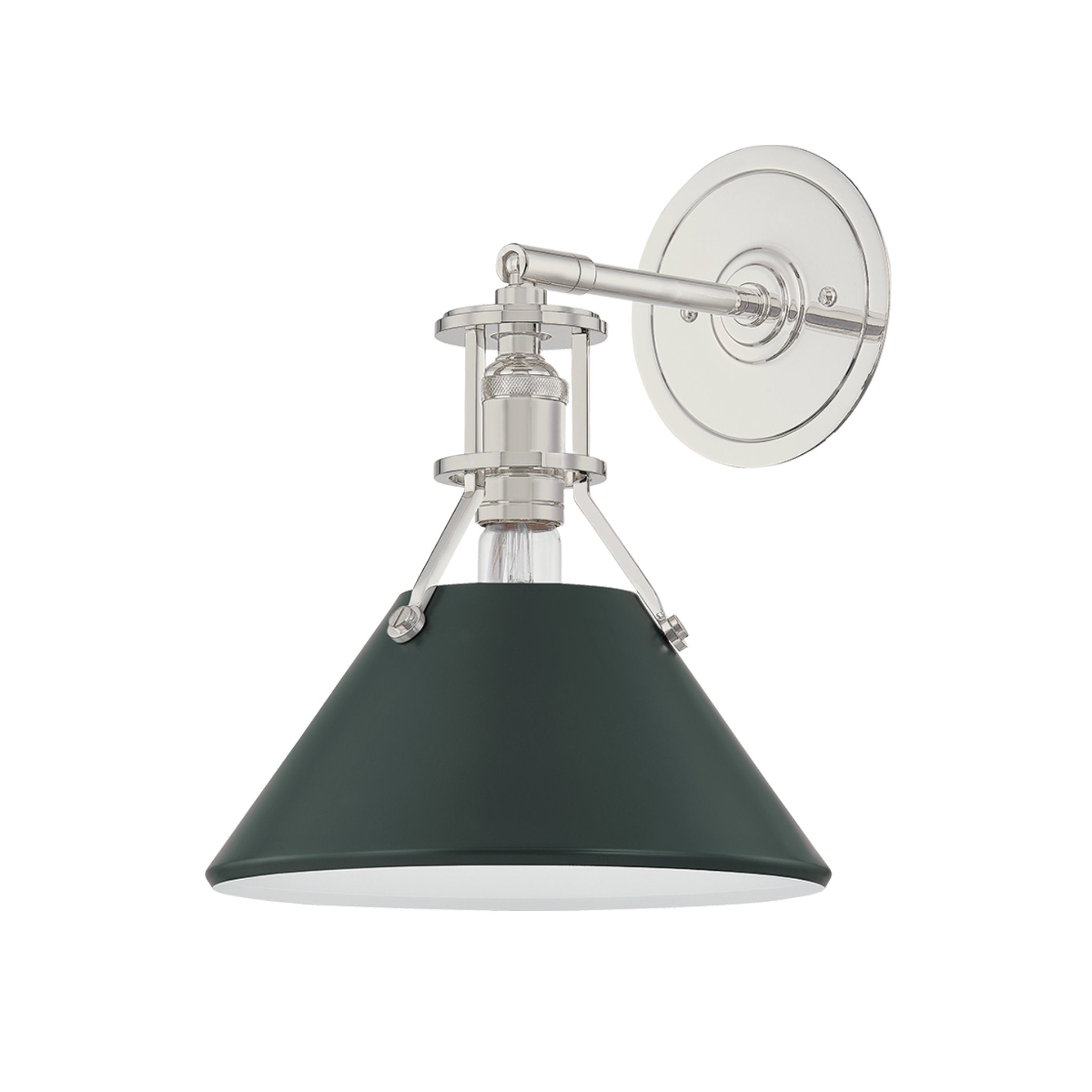 Painted No. 2 1-Light Wall Sconce in Polished Nickel by Mark D. Sikes 9.5W x 12H (Soft Studio Green)