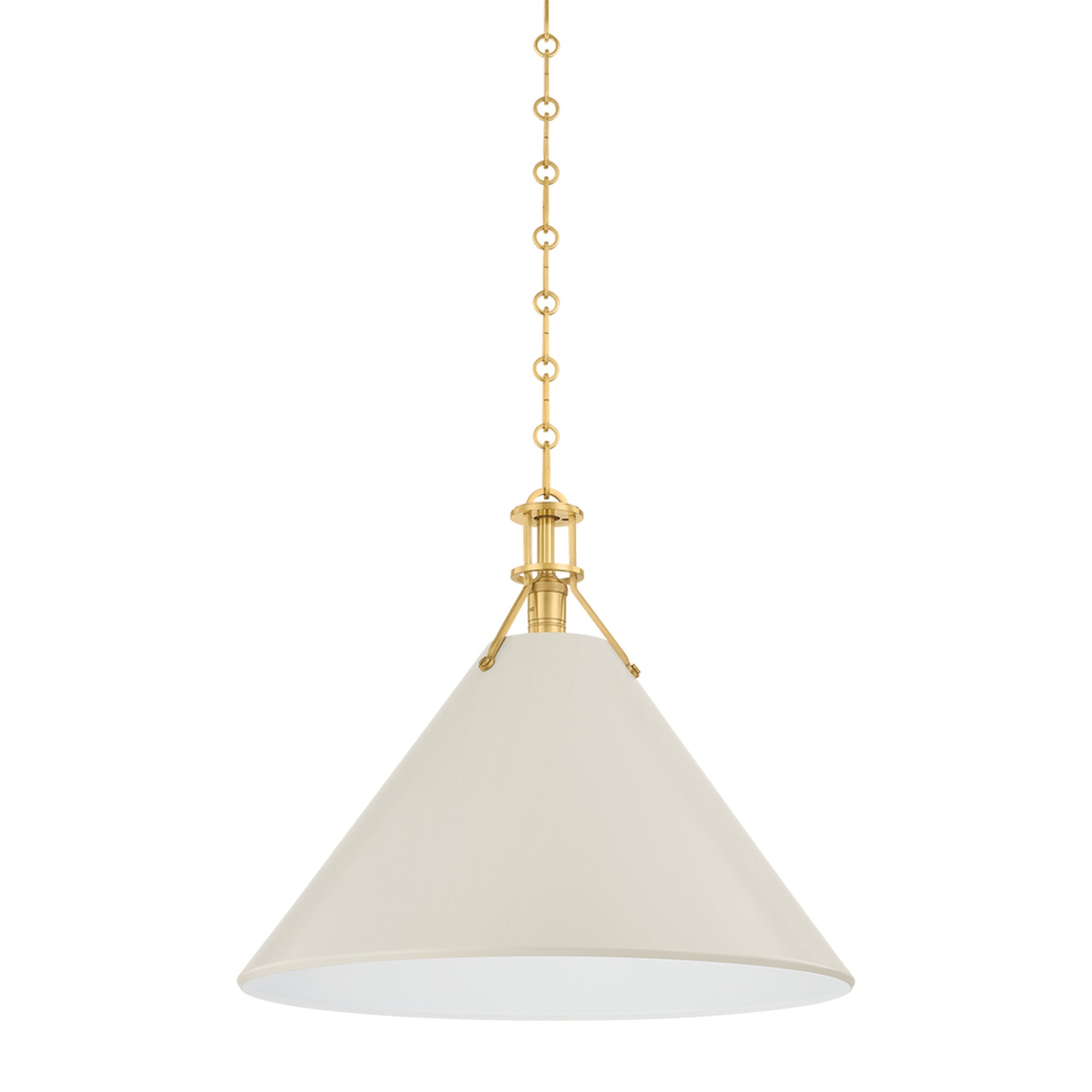 Painted No. 2 1-Light Pendant in Aged Brass by Mark D. Sikes 21W x 17.5H (Off-White)