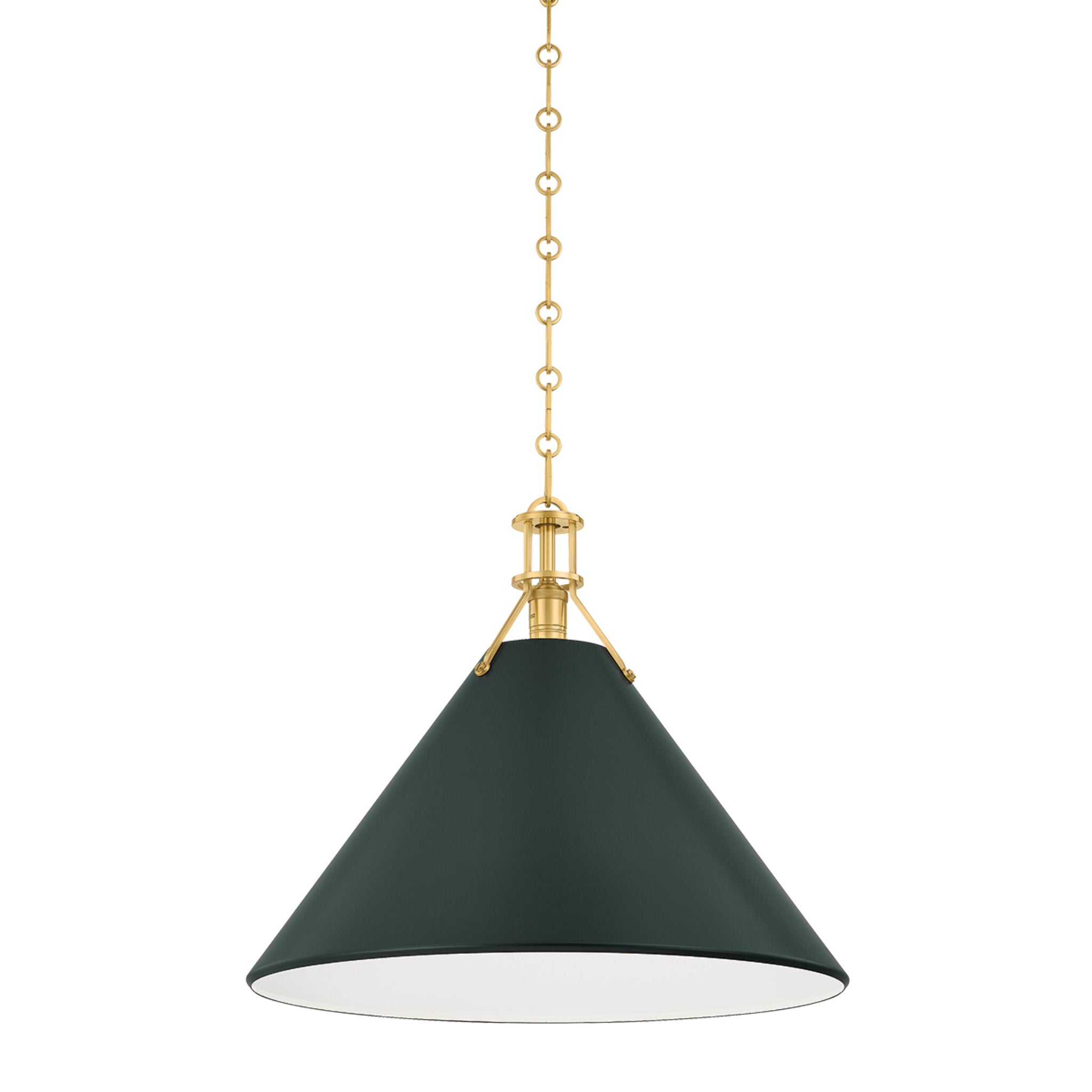 Painted No. 2 1-Light Pendant in Aged Brass by Mark D. Sikes 21W x 17.5H (Soft Studio Green)