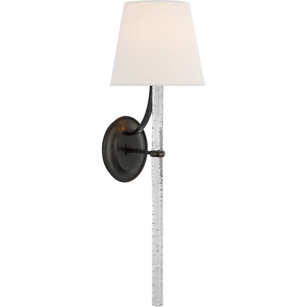 Marie Flanigan Abigail XL Sconce in Bronze and Clear Wavy Glass with Linen Shade W8" x H25.25" x E9.25"