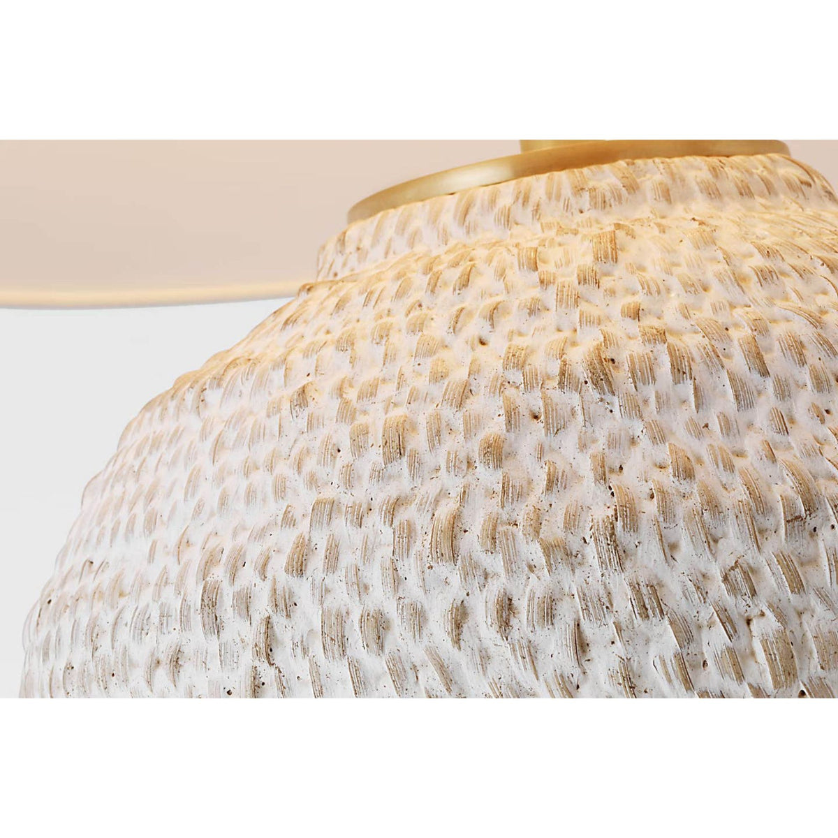 Marie Flanigan Avedon Small Table Lamp in Plaster White Rattan with Linen Shade W16" x H21.5"