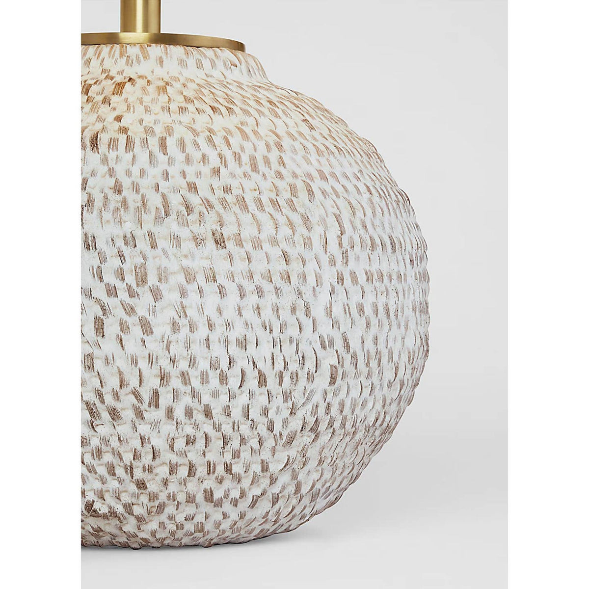 Marie Flanigan Avedon Small Table Lamp in Plaster White Rattan with Linen Shade W16" x H21.5"