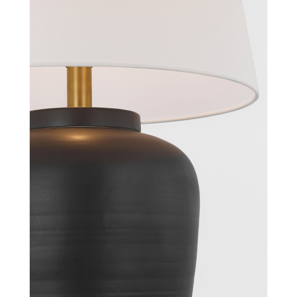 Marie Flanigan Nora Medium Table Lamp in Matte Black with Linen Shade W20" x H28"
