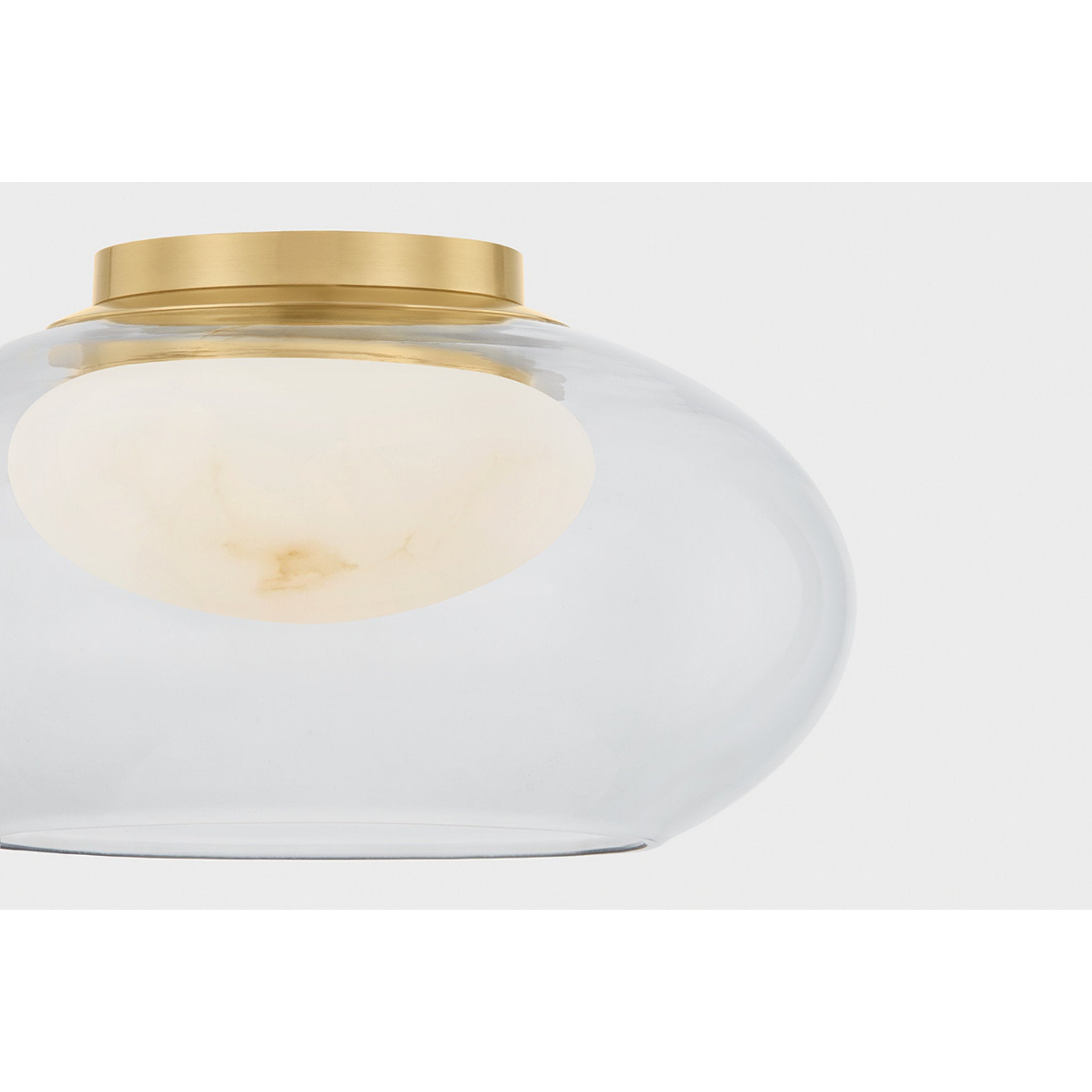 Moore 1-Light Flush Mount in Aged Brass 12W x 6.5H