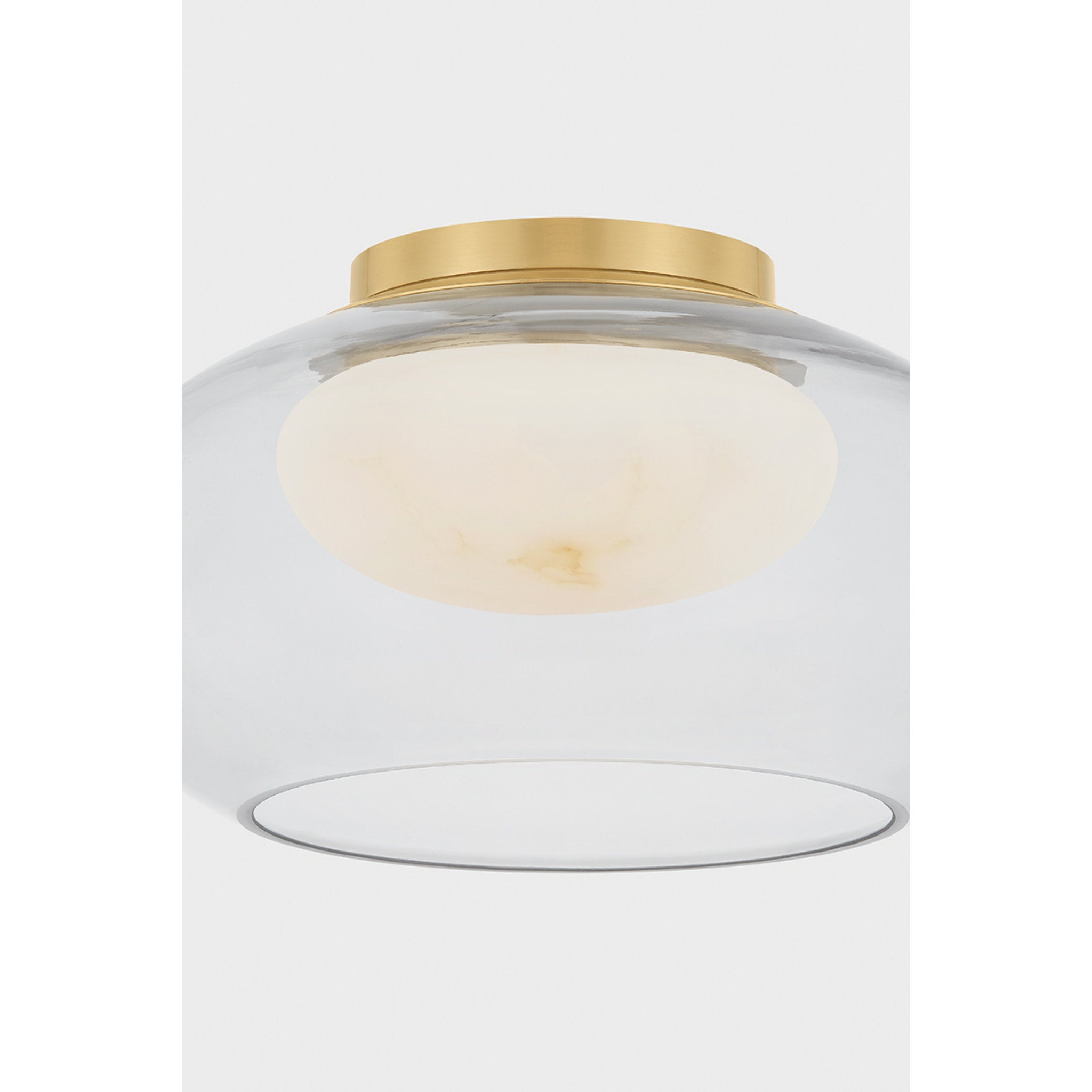 Moore 1-Light Flush Mount in Aged Brass 12W x 6.5H