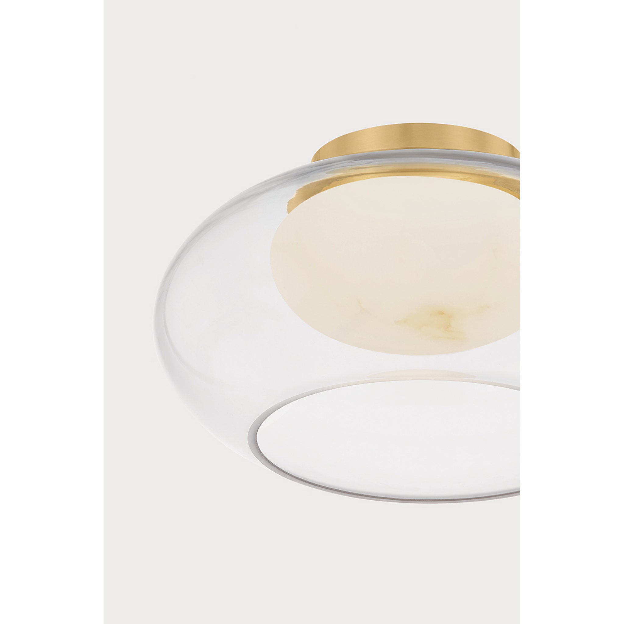 Moore 1-Light Flush Mount in Aged Brass 12W x 6.5H