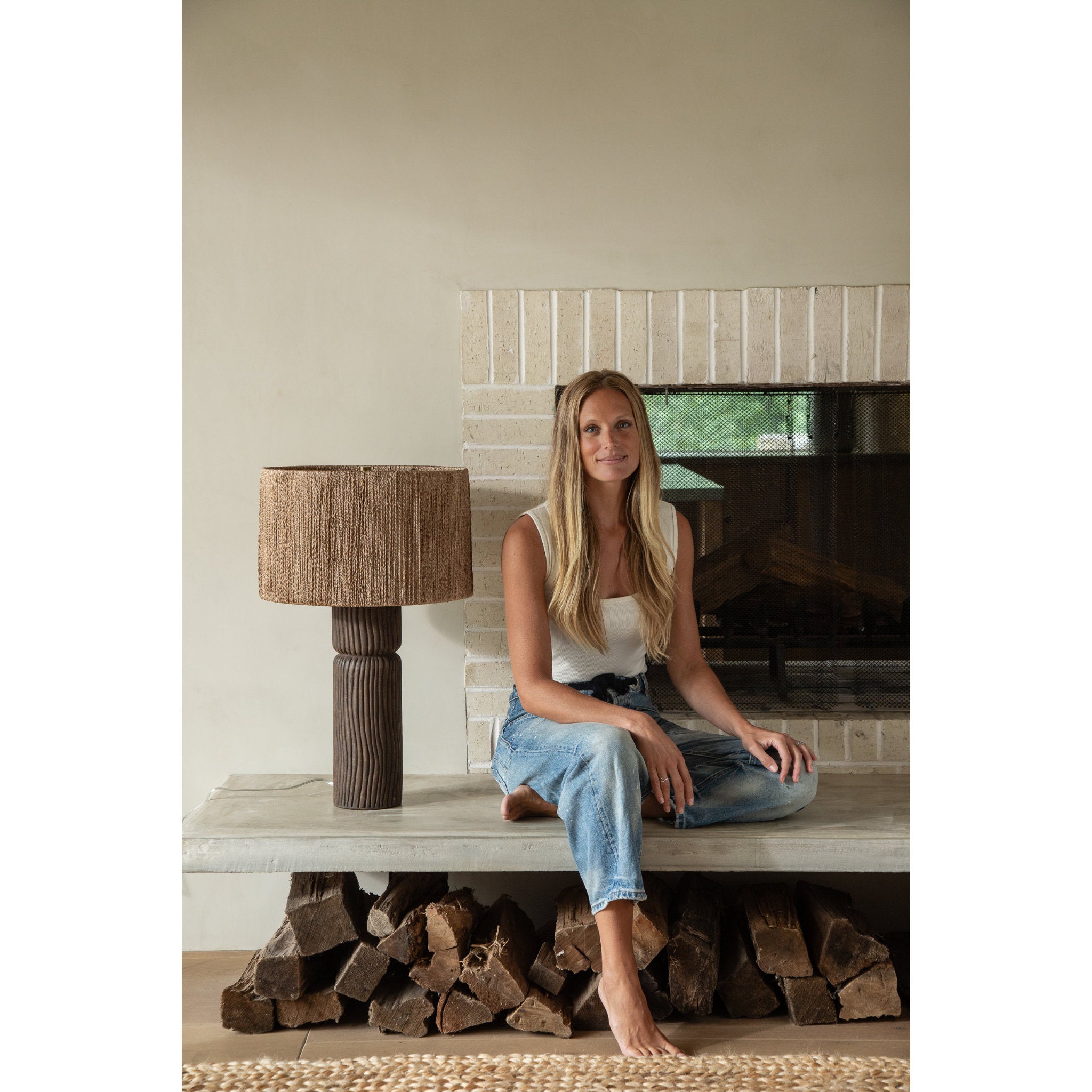 Folk 1-Light Table Lamp in Patina Brass by Lauren Liess 17W x 27.25H