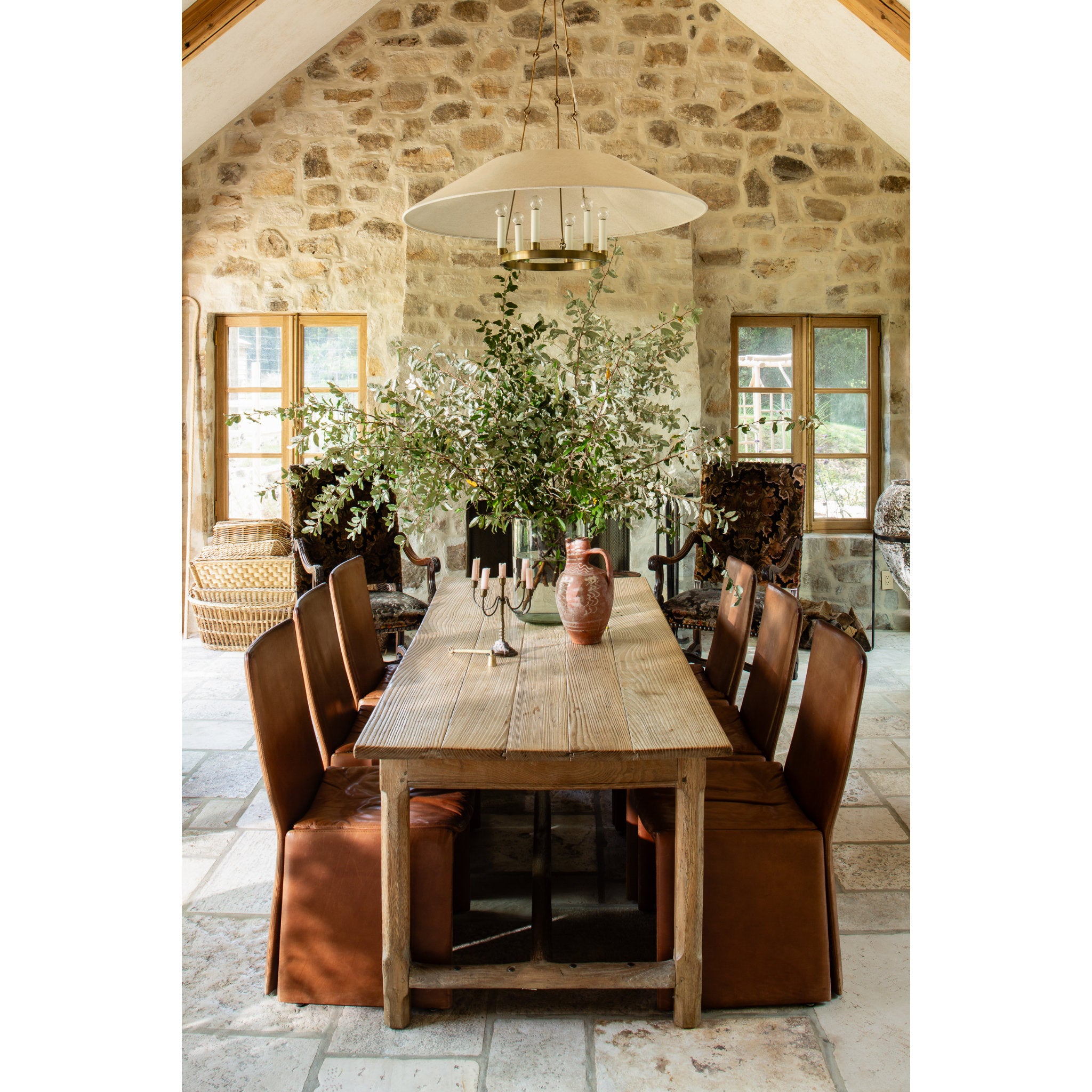 Archive 6-Light Chandelier in Patina Brass by Lauren Liess 38W x 12.75H