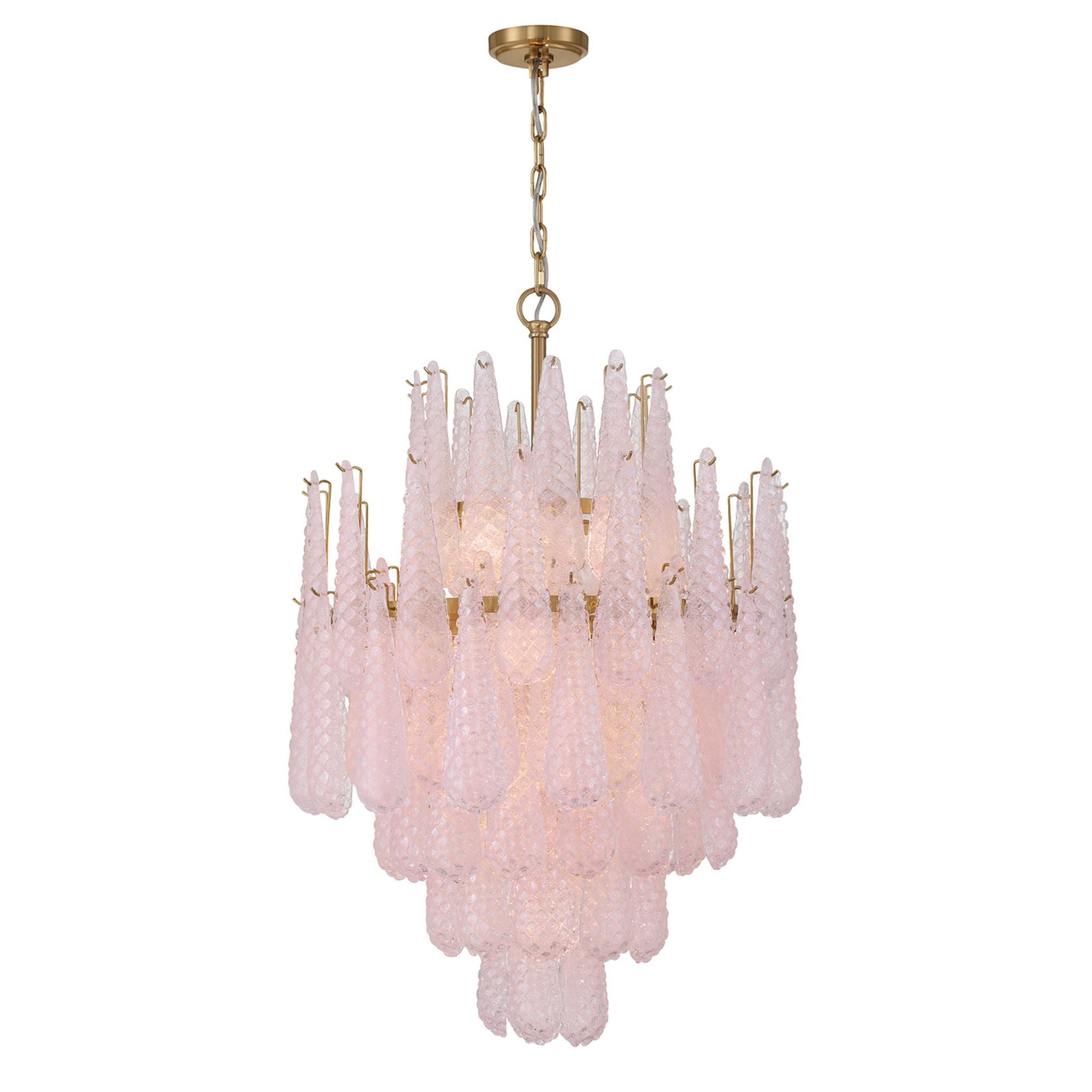 Ollie 16 Light Aged Brass Chandelier Sand Glass Blush 26.25"W x 36.75"H x 26.25"D