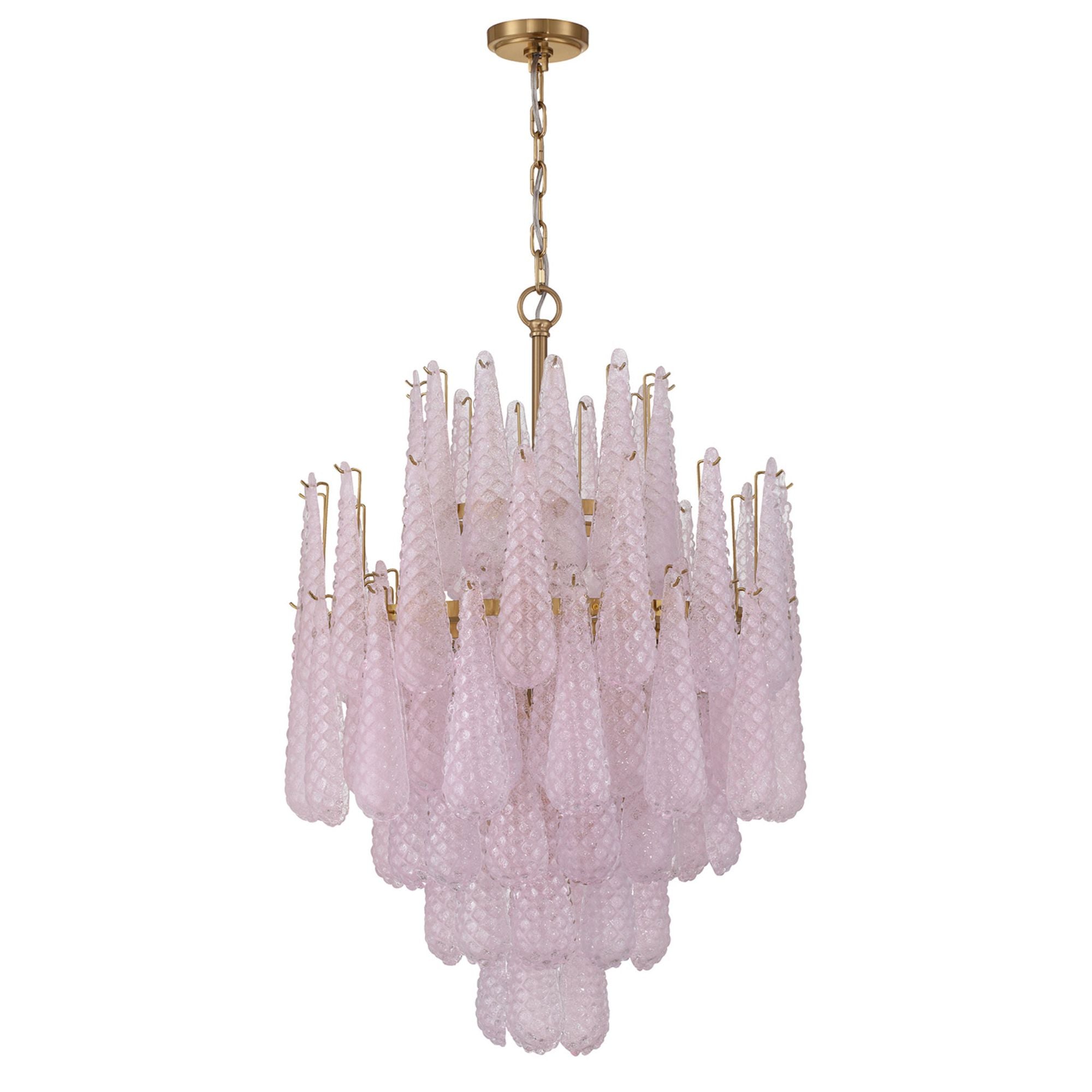 Ollie 16 Light Aged Brass Chandelier Sand Glass Blush 26.25"W x 36.75"H x 26.25"D